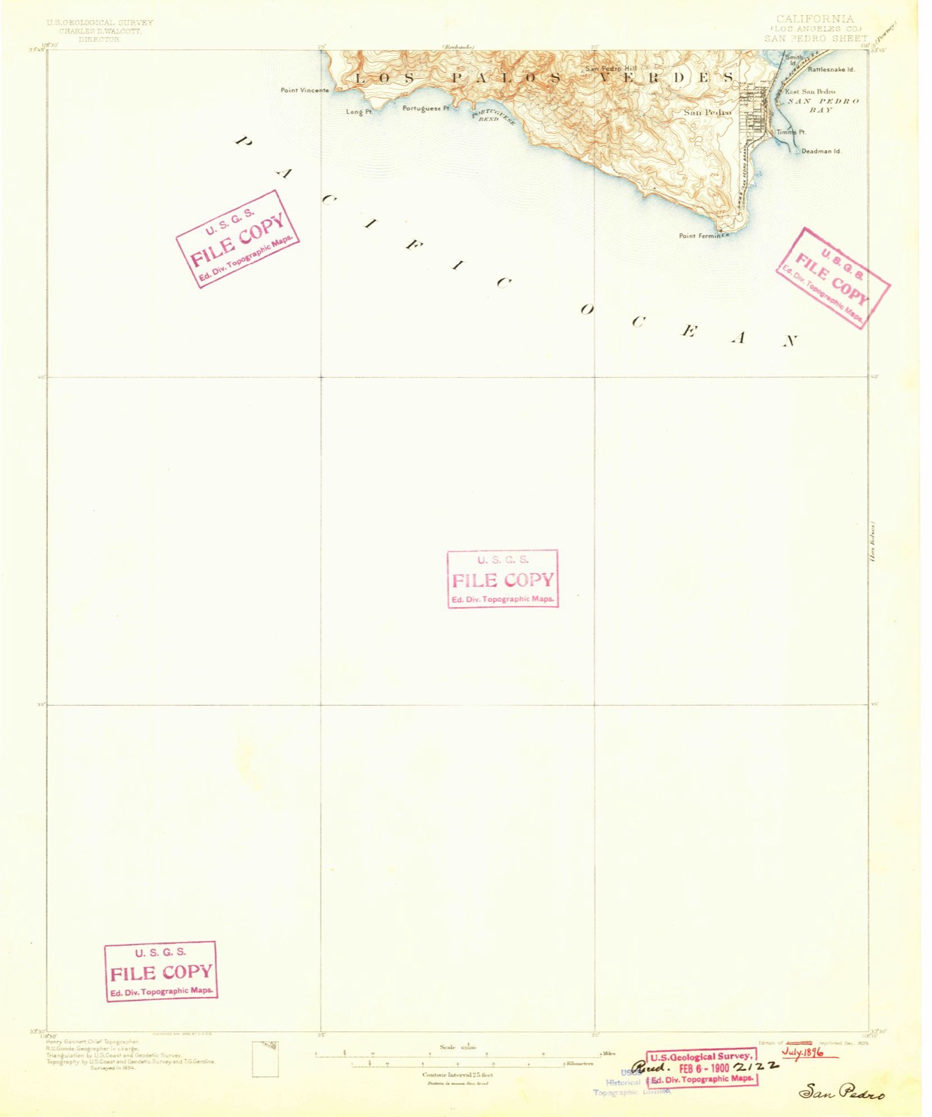 Topographic sheet of San Pedro, surveyed 1896