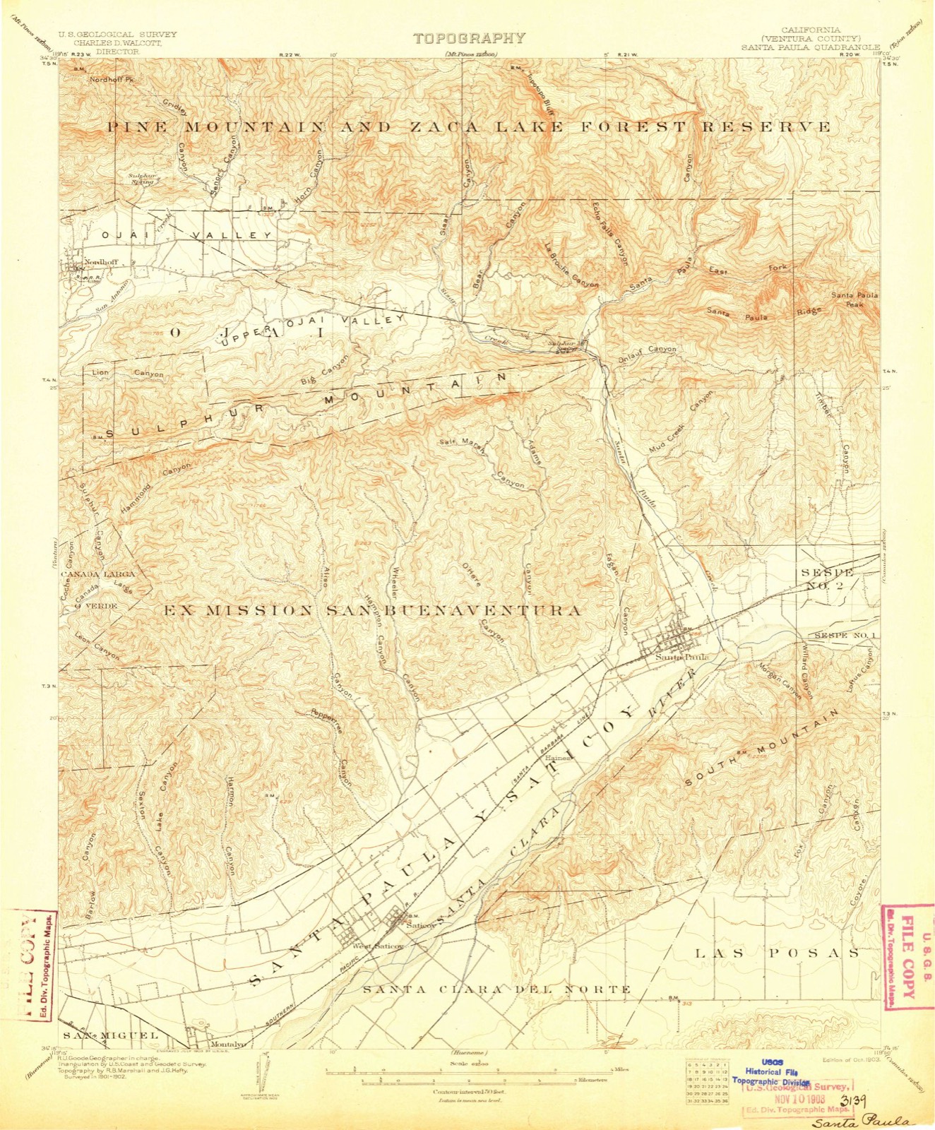 Topographic sheet of Limoneira, surveyed 1903