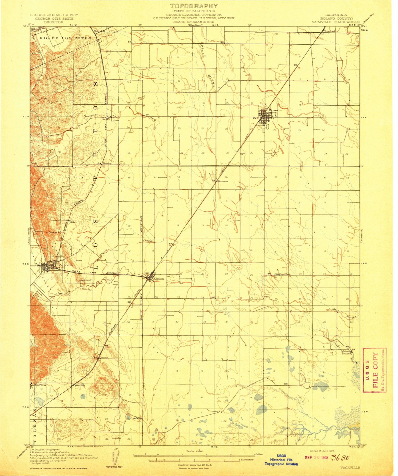 Topographic sheet of Dozier, surveyed 1908