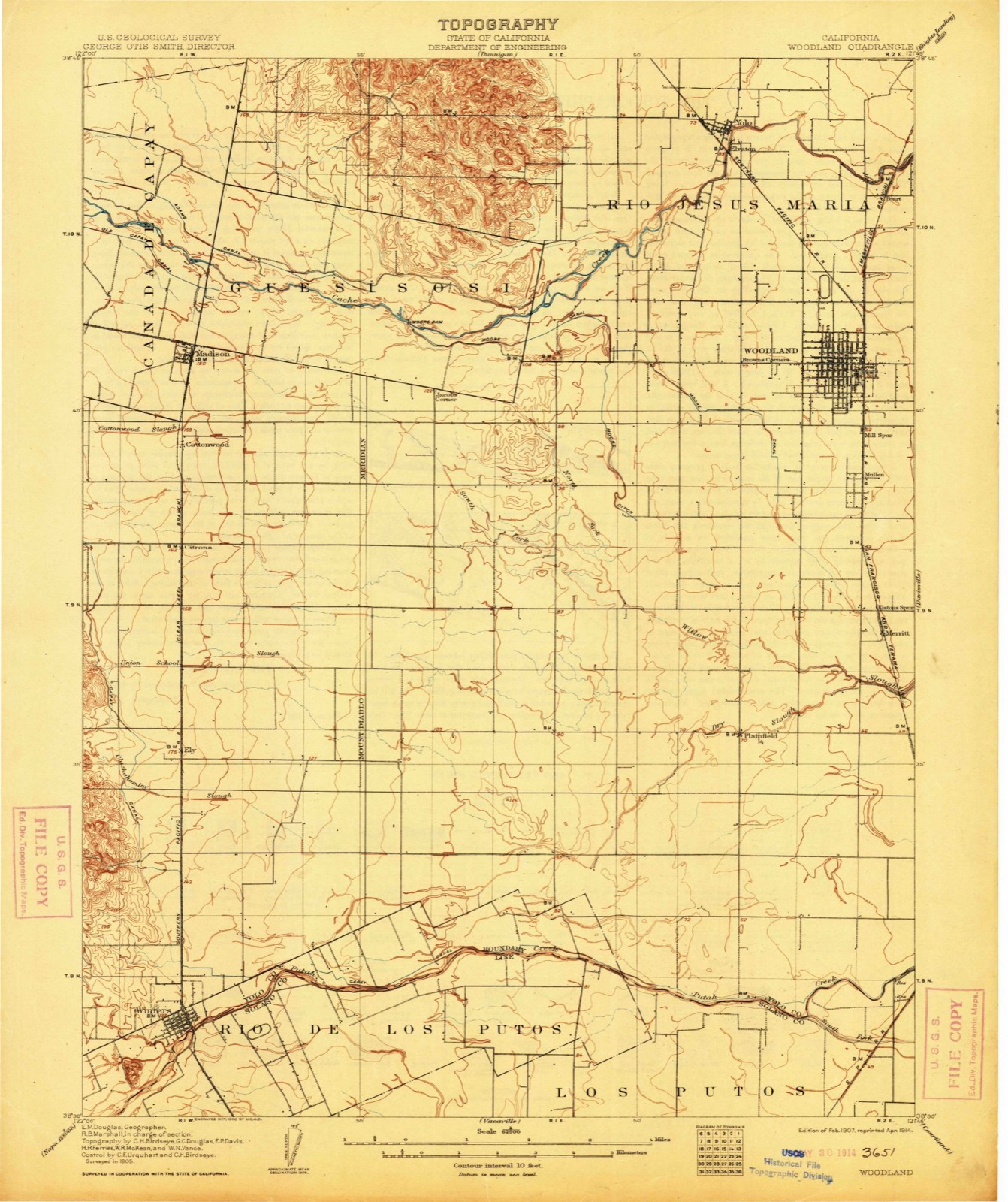 Topographic sheet of Browns Corner, surveyed 1907