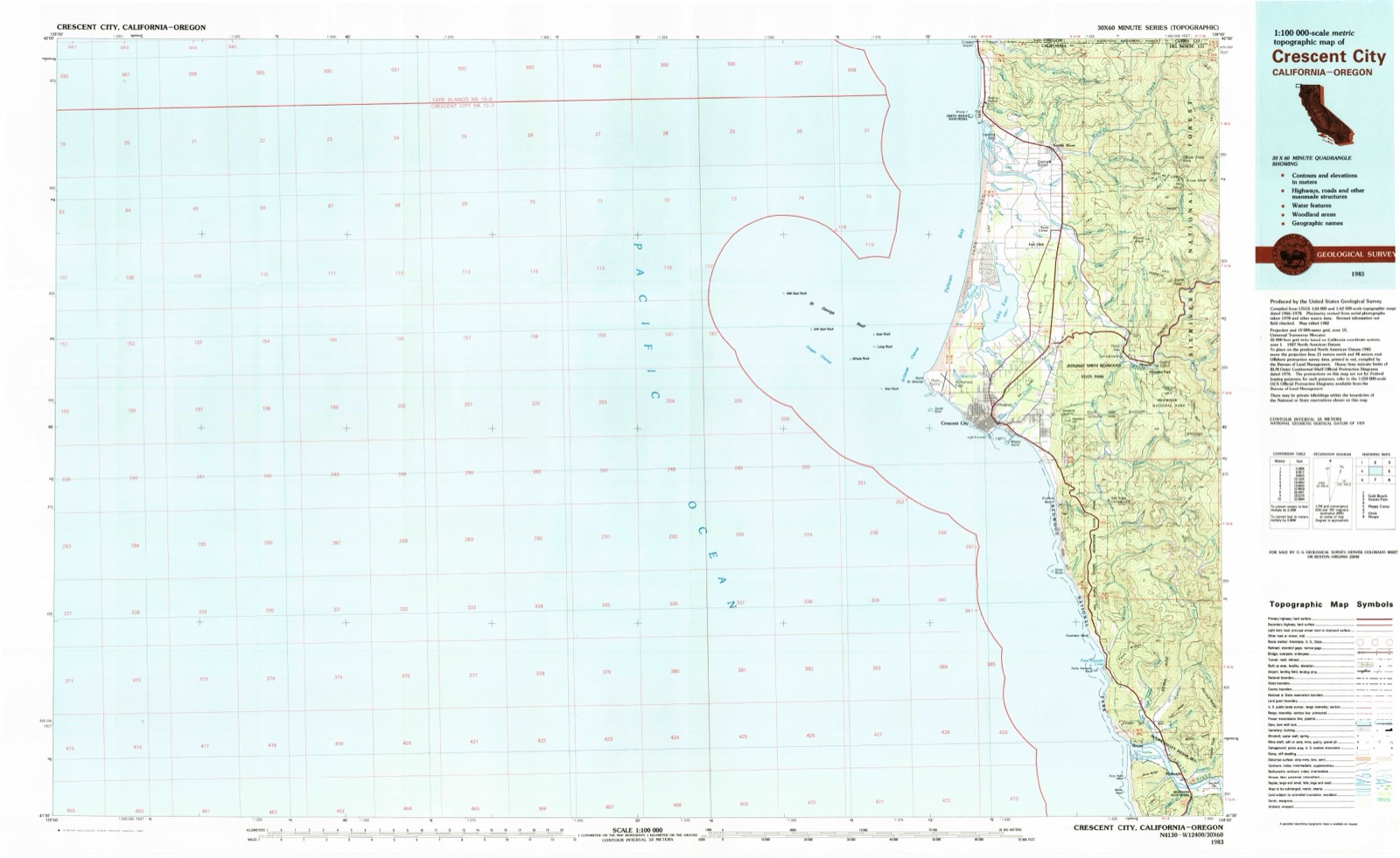Topographic sheet of Crescent City, surveyed 1983