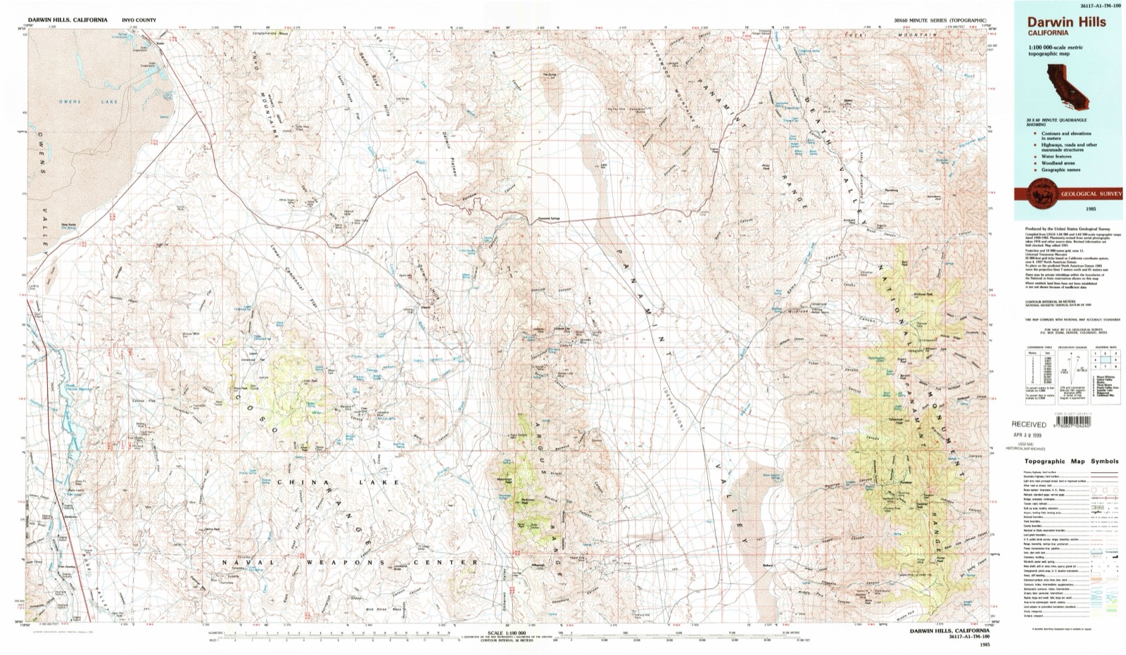 Topographic sheet of Millspaugh, surveyed 1985