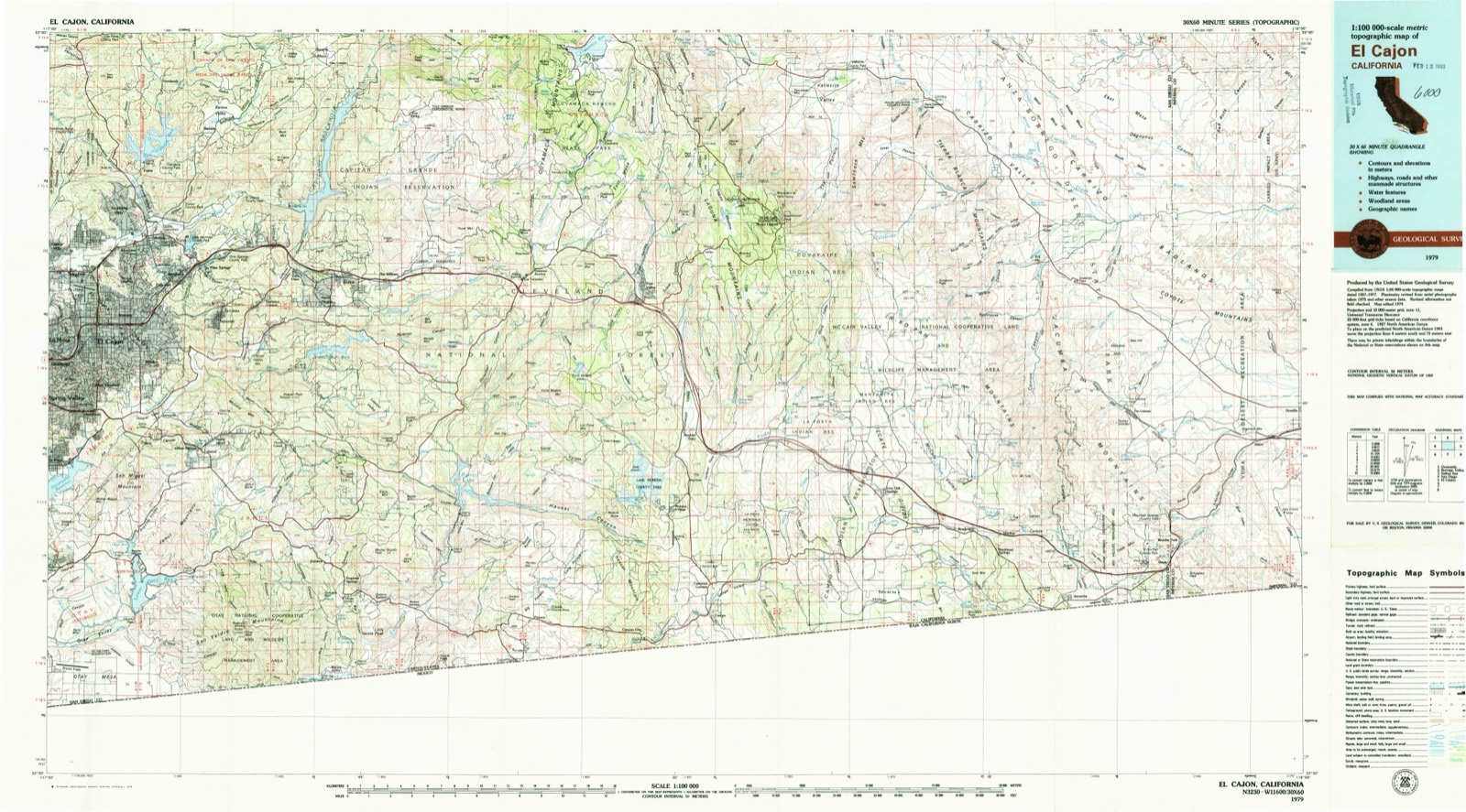 Topographic sheet of Tecate, surveyed 1979