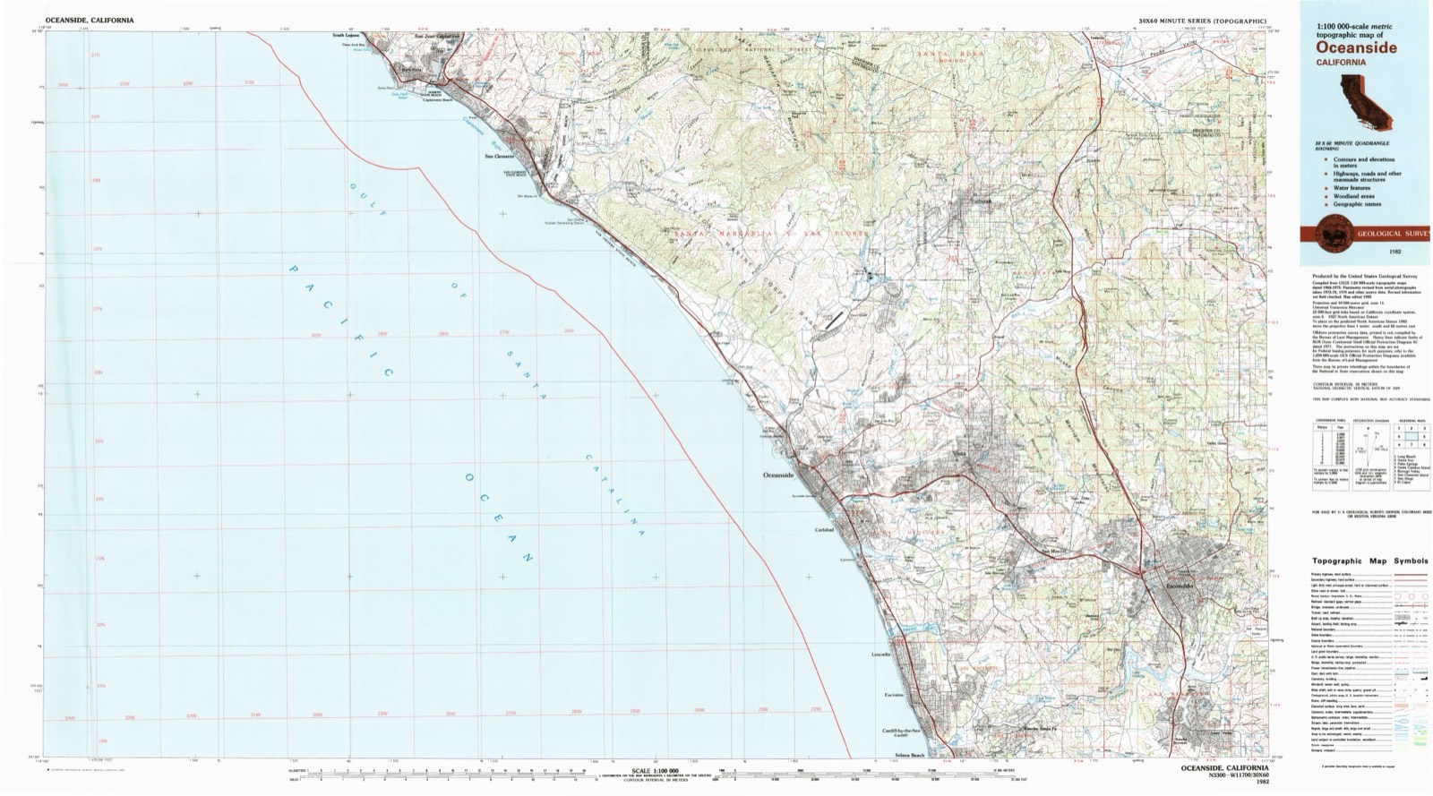 Topographic sheet of San Clemente, surveyed 1982