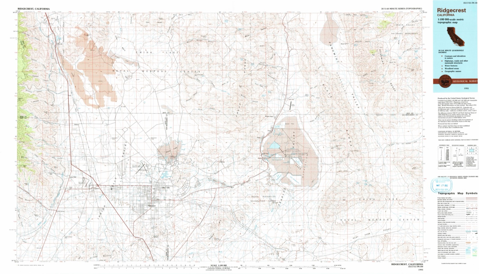 Topographic sheet of Ridgecrest Heights, surveyed 1993