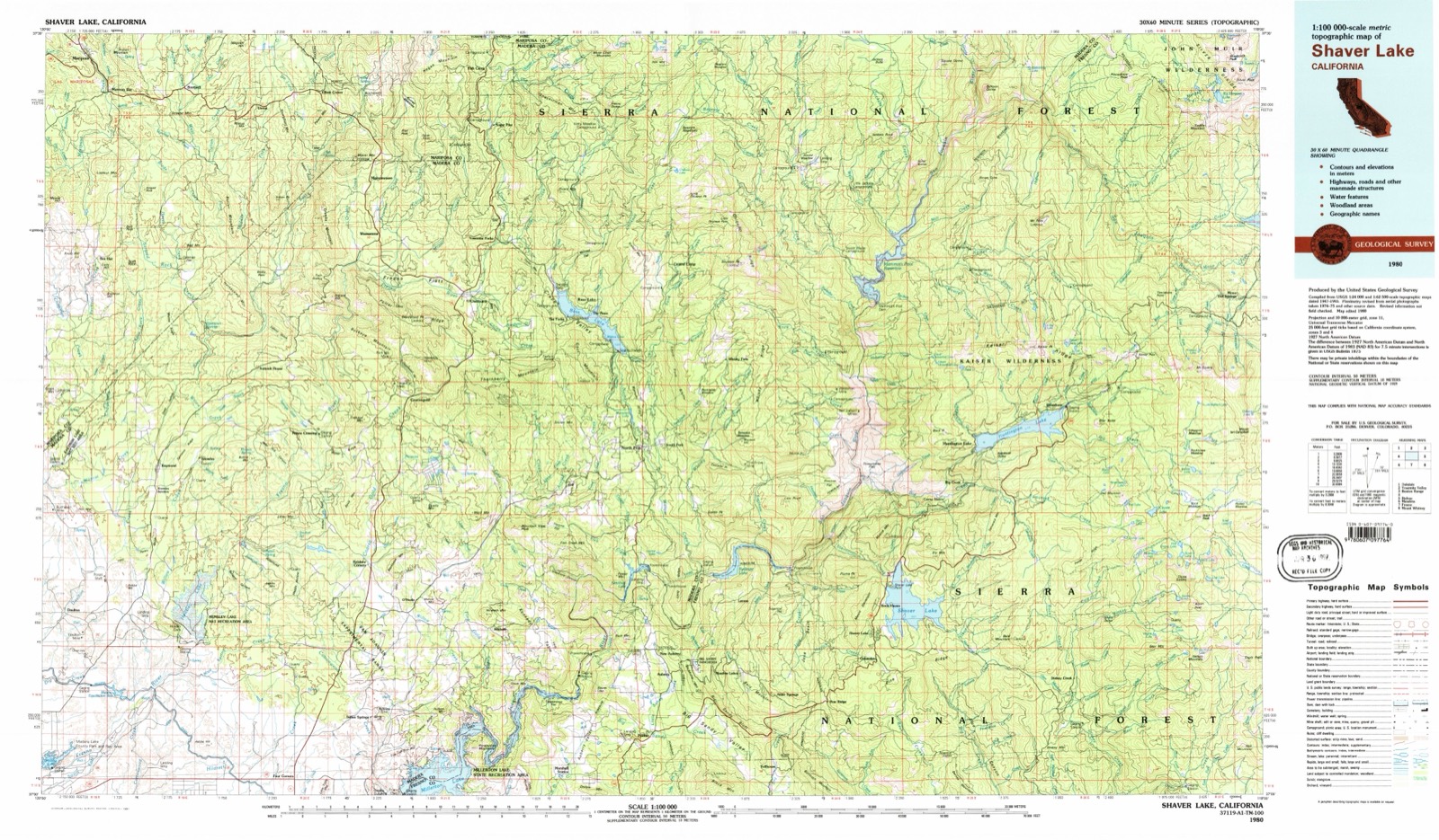 Topographic sheet of Yosemite Lakes, surveyed 1980