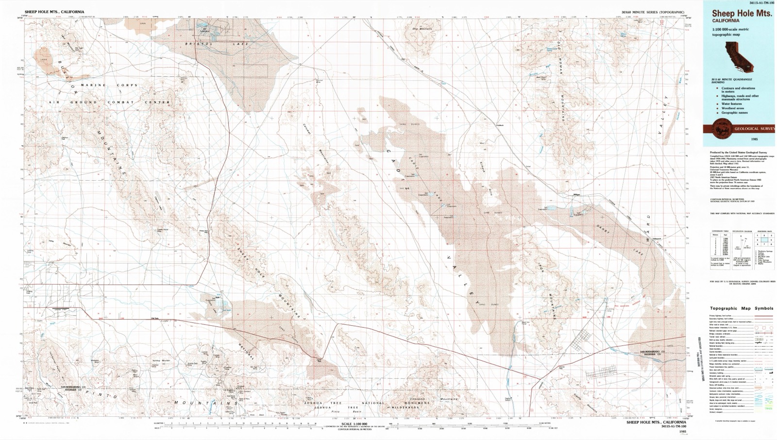 Topographic sheet of Bush, surveyed 1985