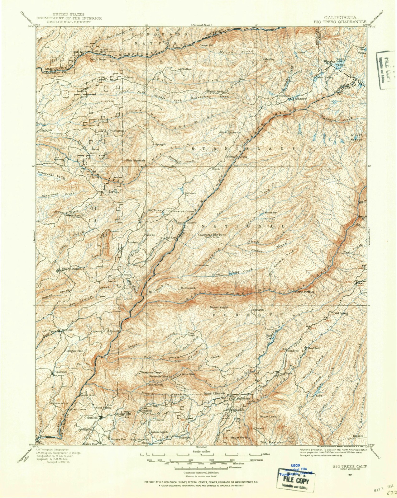 Topographic sheet of Skyhigh, surveyed 1891