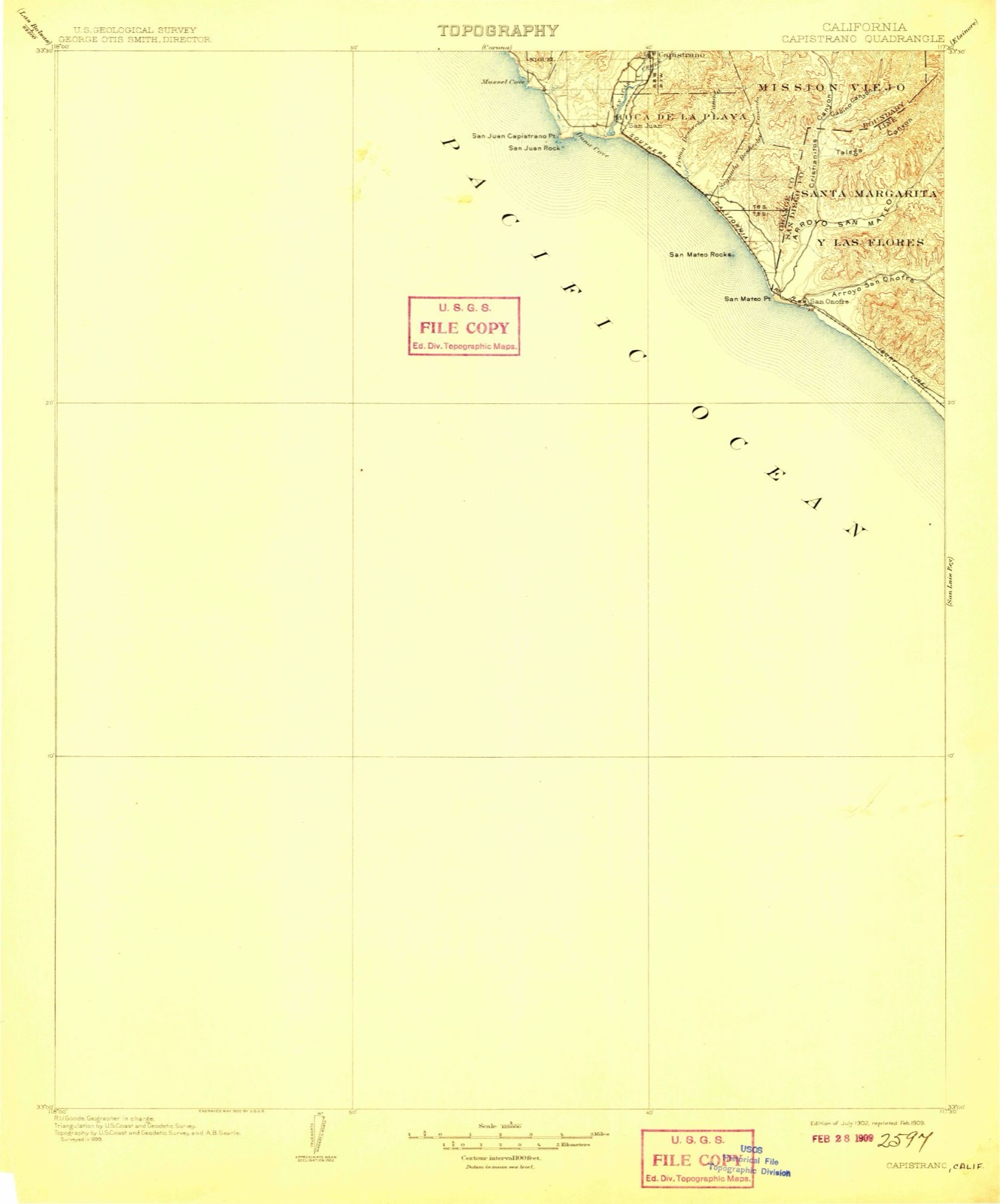 Topographic sheet of San Clemente, surveyed 1902