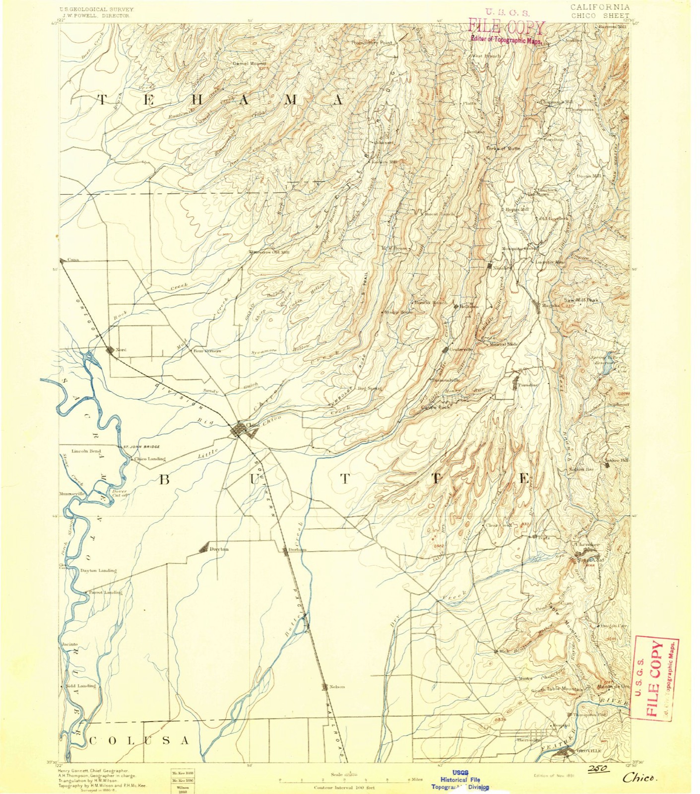 Topographic sheet of Helltown, surveyed 1891