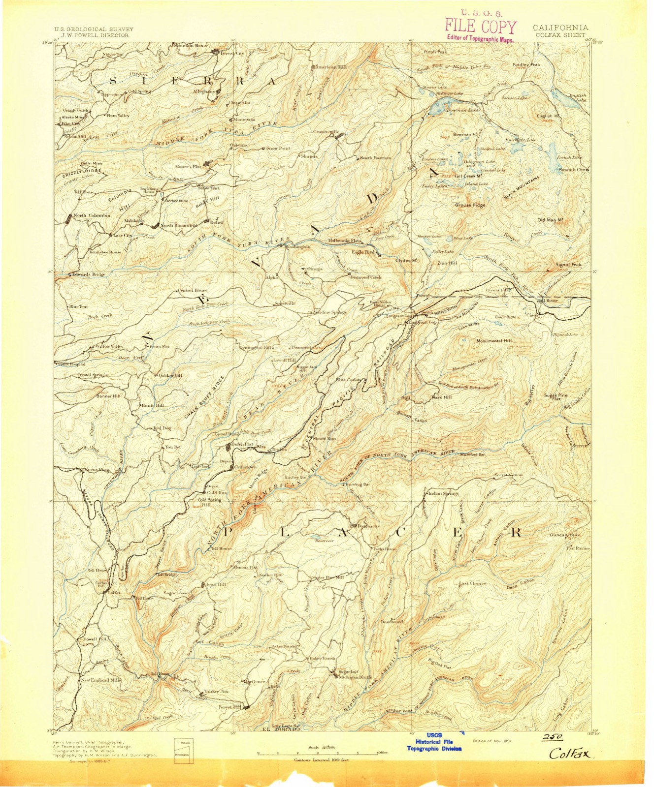 Topographic sheet of Applegate, surveyed 1891