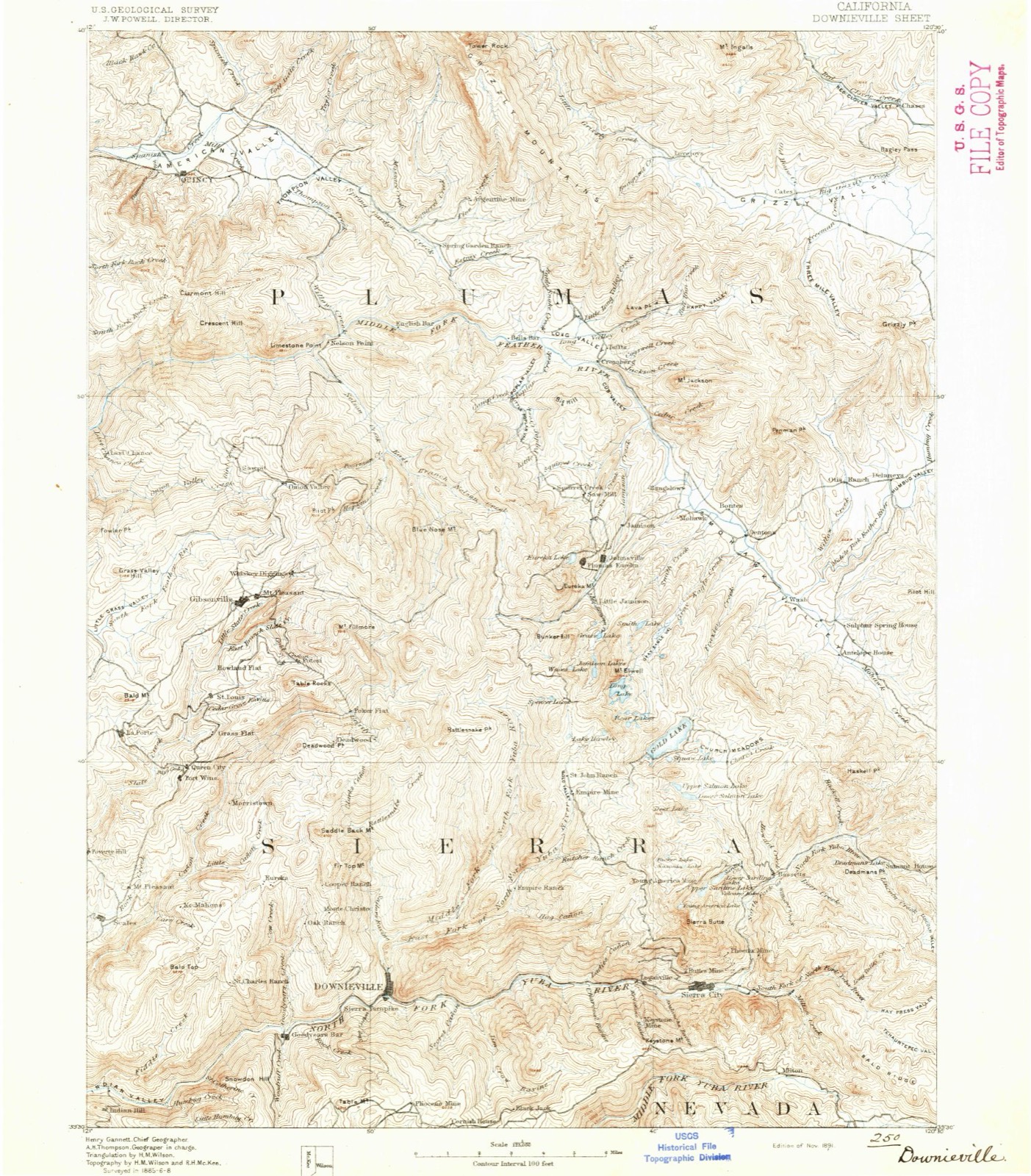Topographic sheet of Blairsden, surveyed 1891