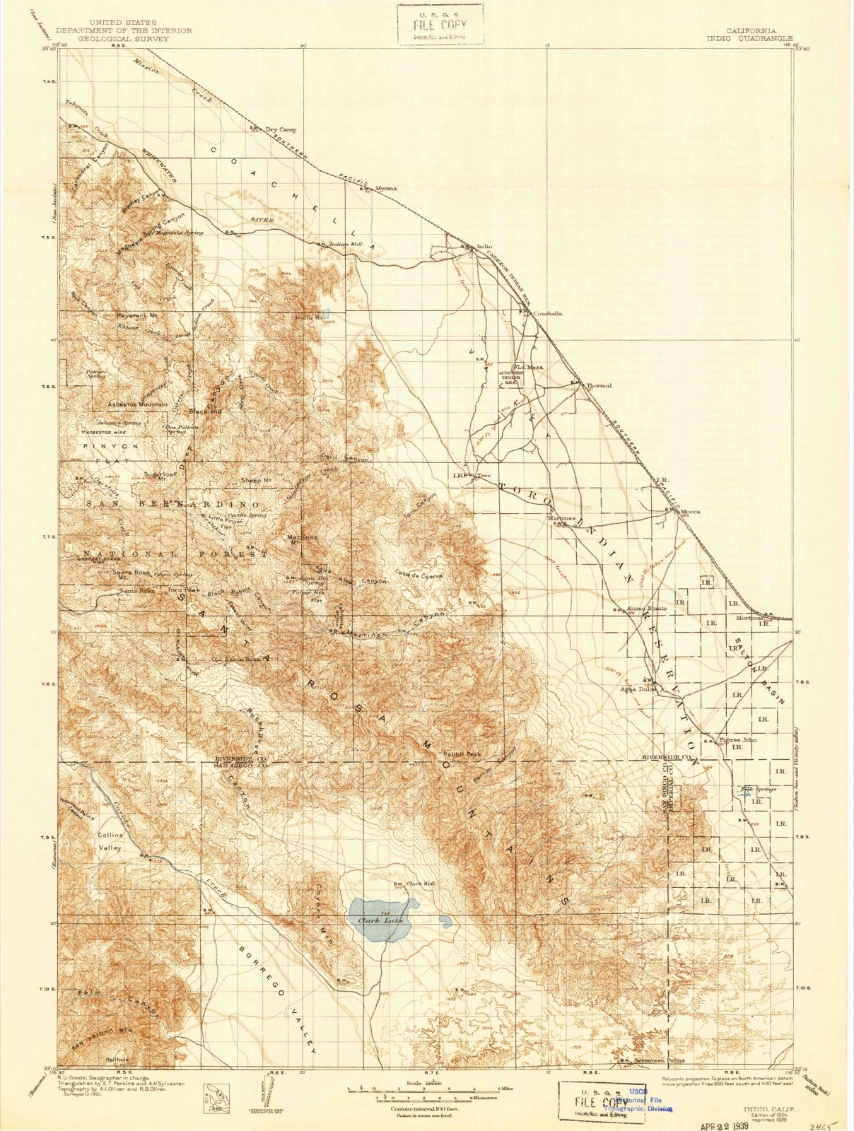 Topographic sheet of Oasis, surveyed 1904