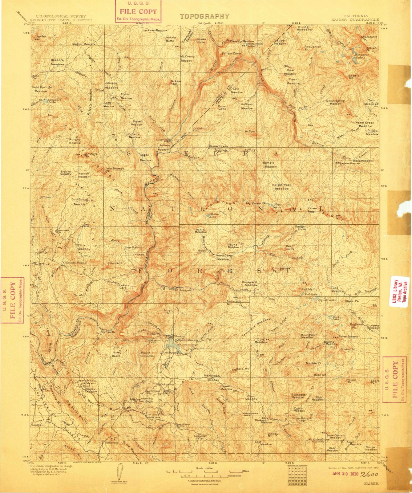 Topographic sheet of Lakeshore, surveyed 1904