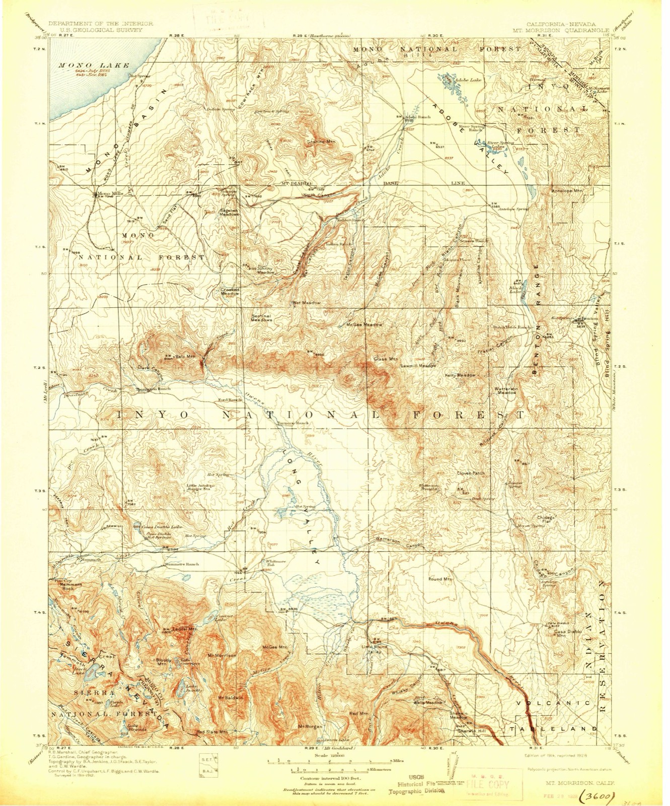 Topographic sheet of Mesa Camp, surveyed 1914