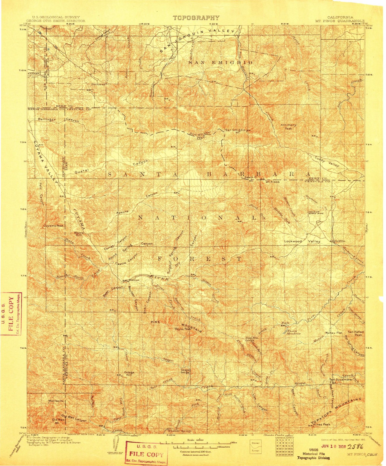 Topographic sheet of Pinon Pines Estates, surveyed 1903