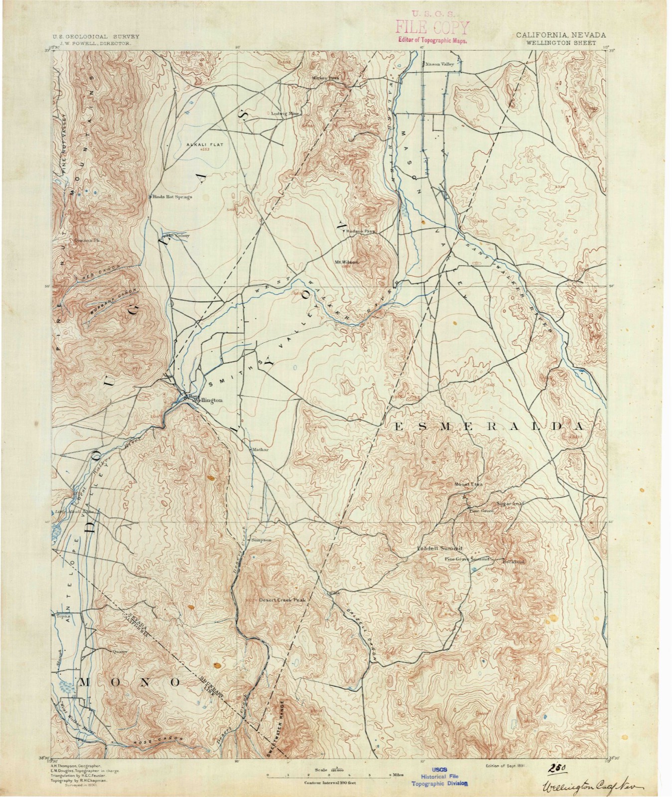 Topographic sheet of Walker, surveyed 1891