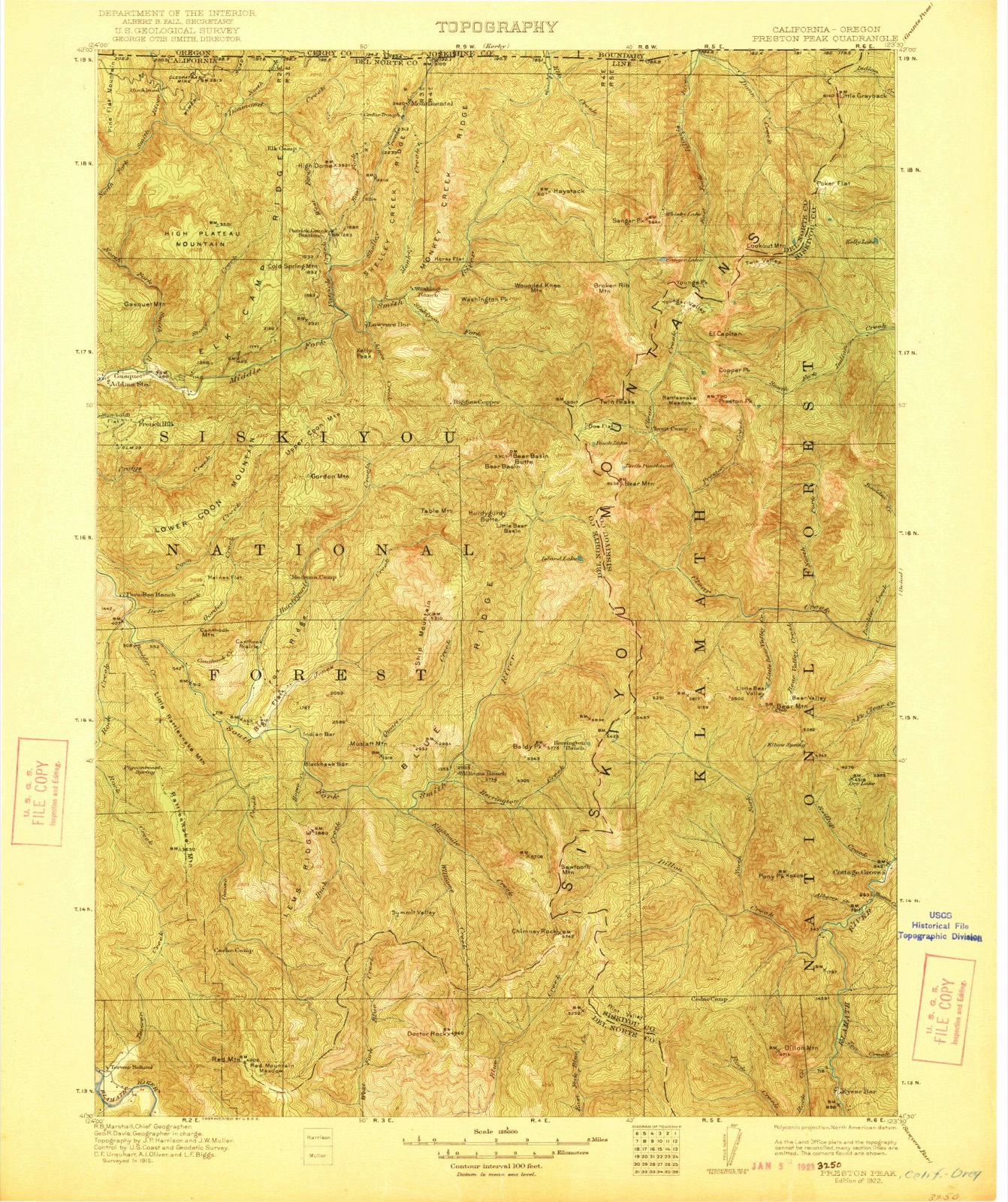 Topographic sheet of Patrick Creek, surveyed 1922