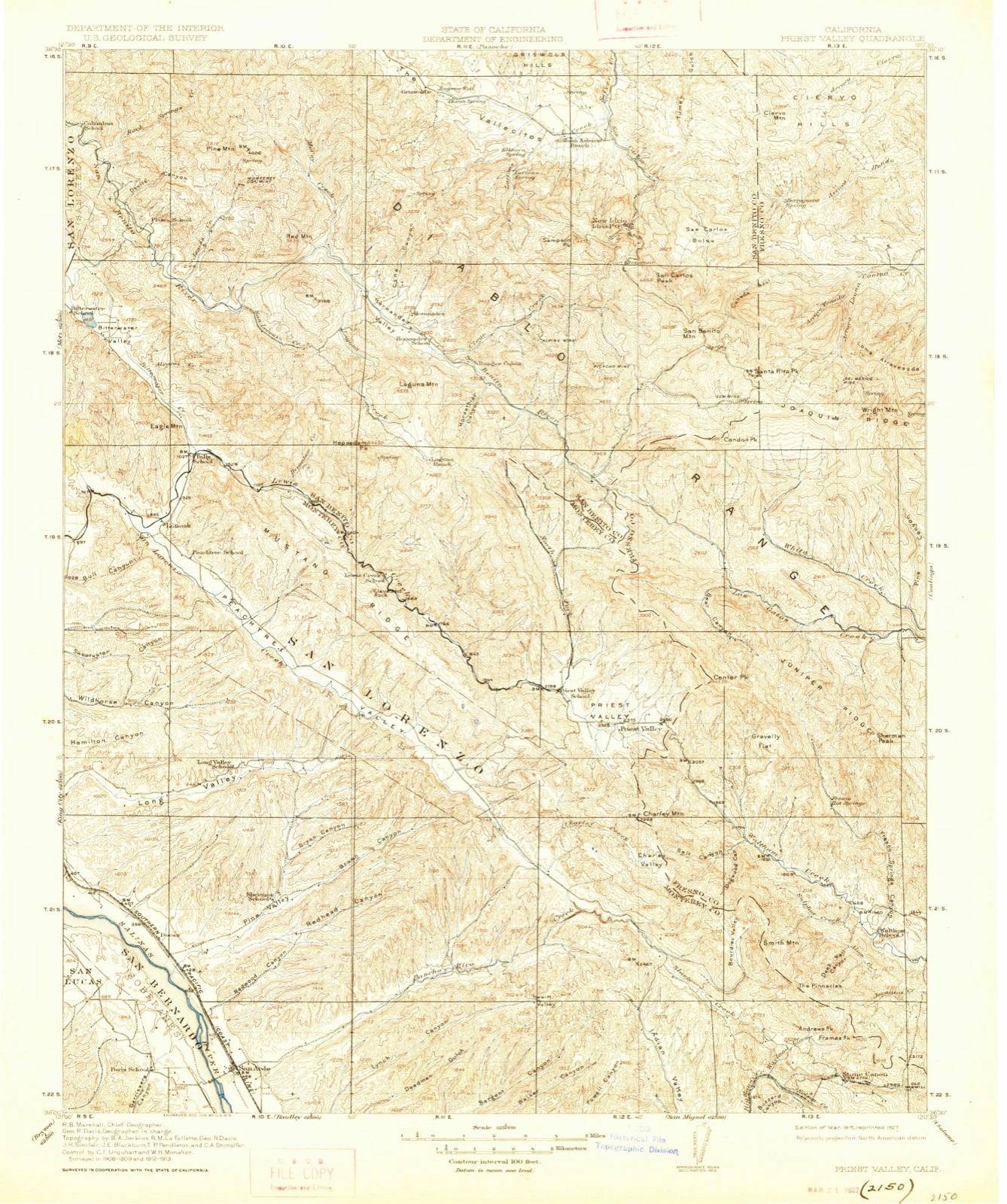 Topographic sheet of Lonoak, surveyed 1915