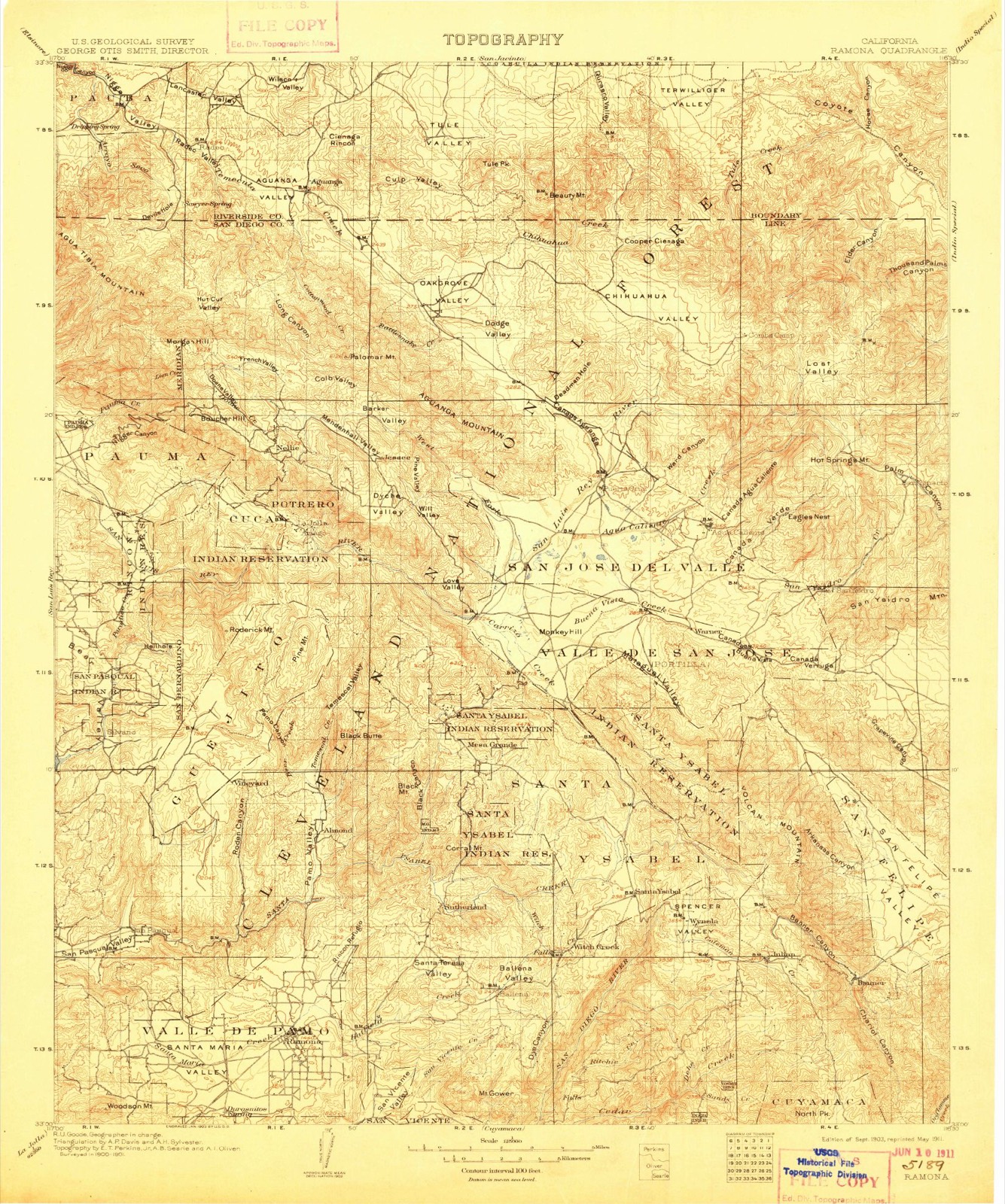 Topographic sheet of Ballena, surveyed 1903