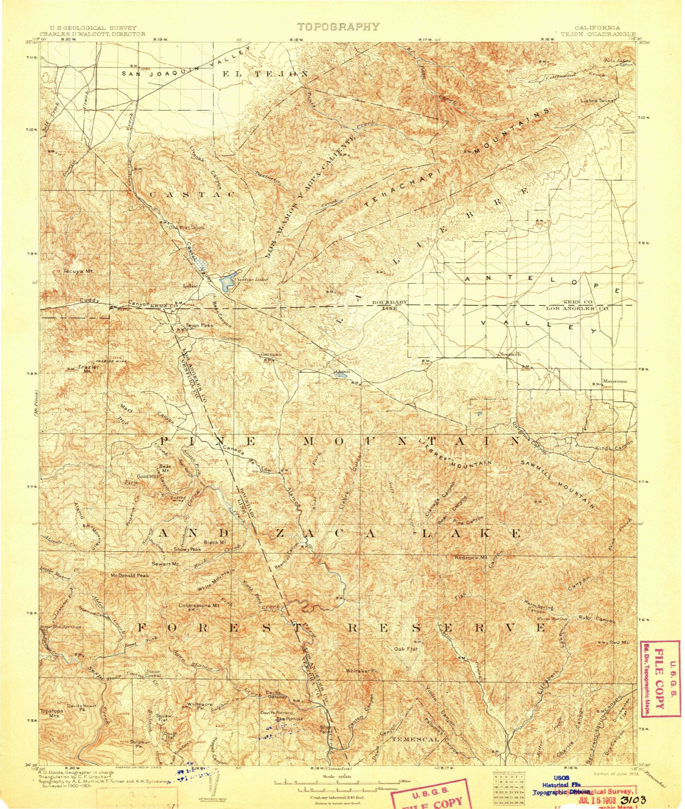 Topographic sheet of Twin Lakes, surveyed 1903