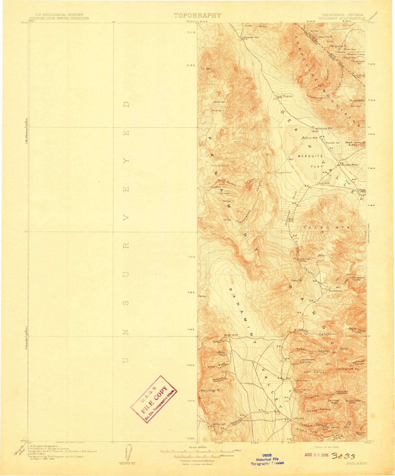Topographic sheet of Coso Junction, surveyed 1908