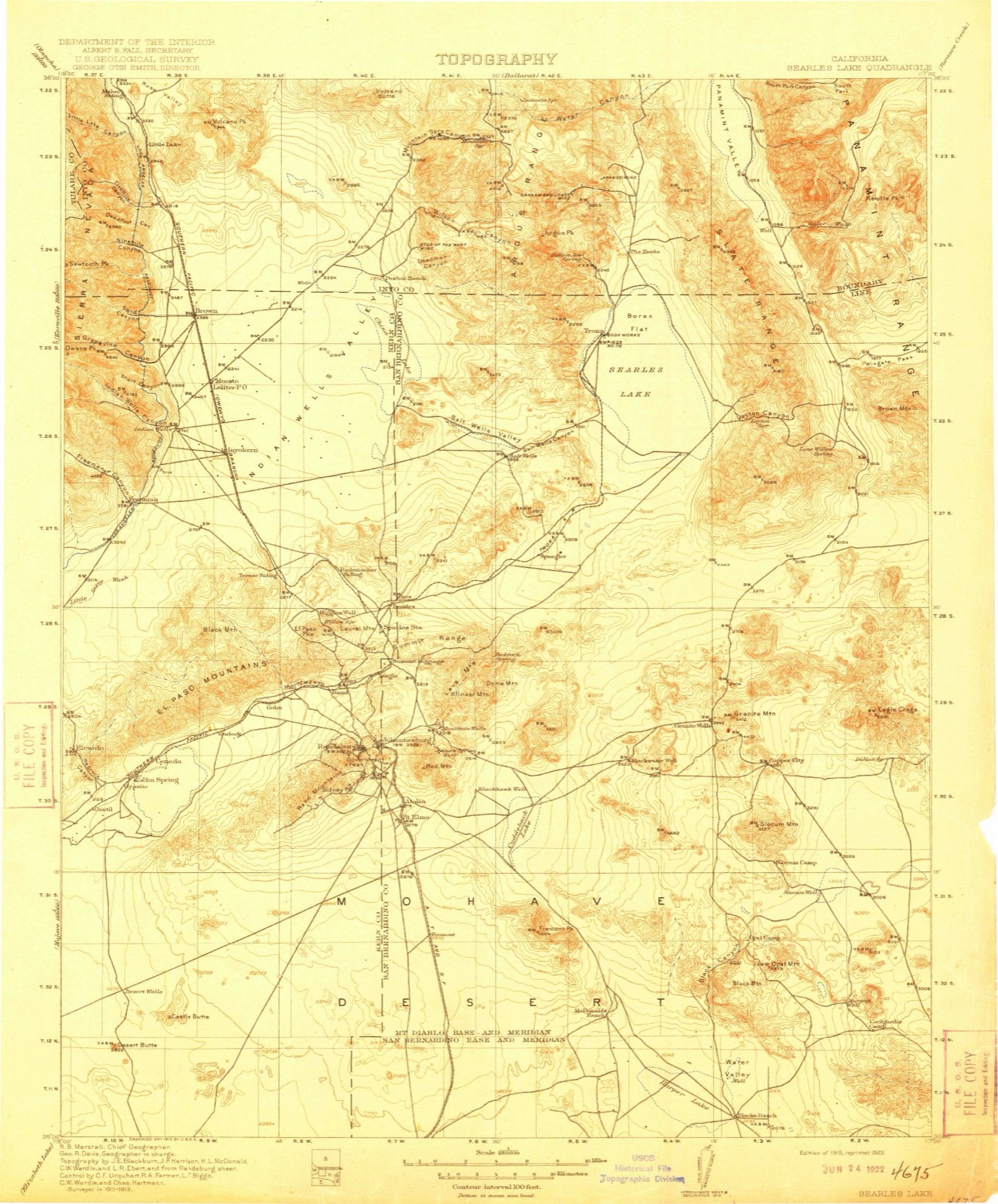Topographic sheet of Old Garlock, surveyed 1915