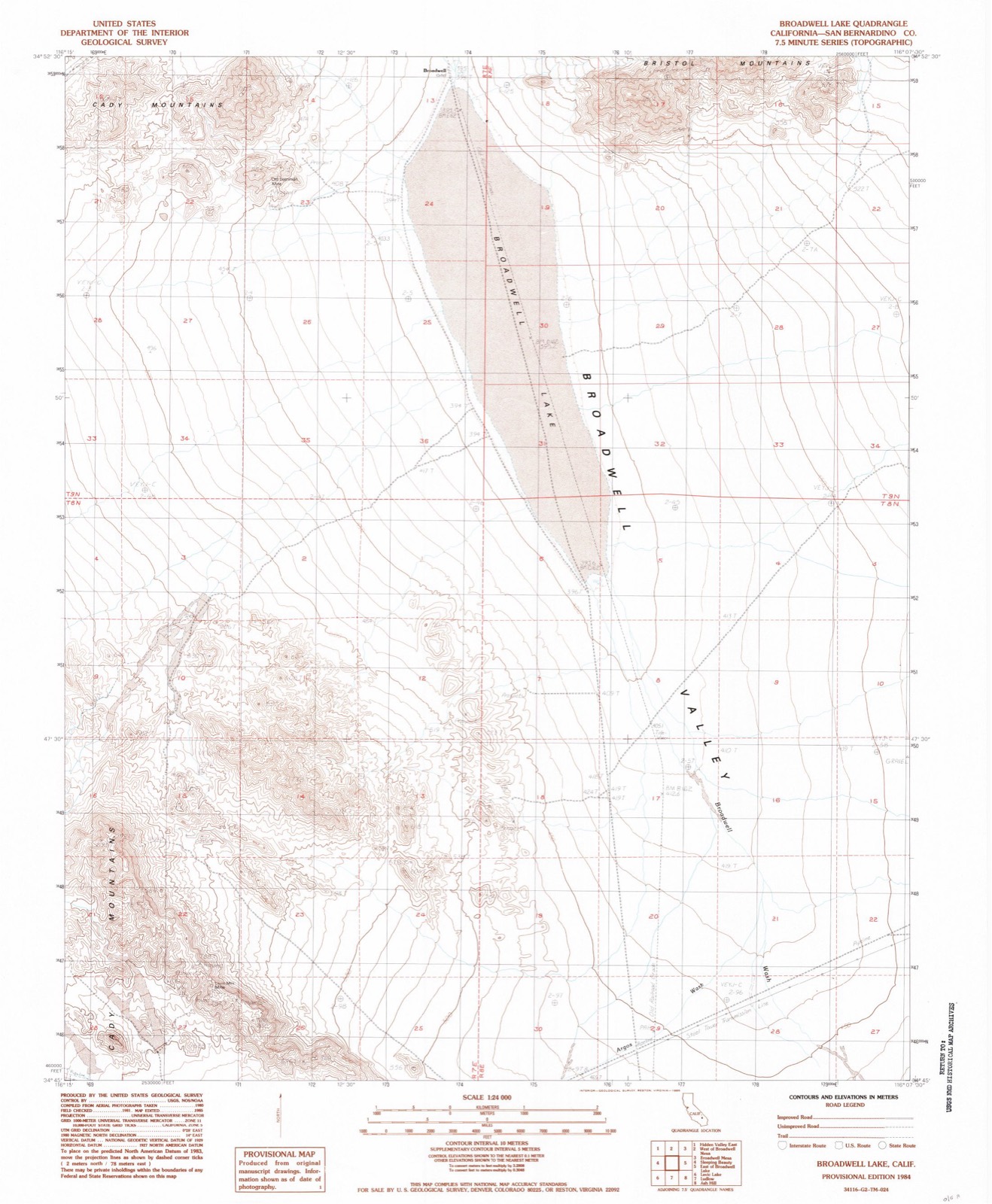Topographic sheet of Broadwell, surveyed 1984