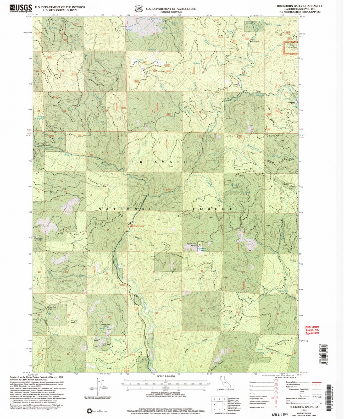 Topographic sheet of Cinnabar Springs (historical), surveyed 2001