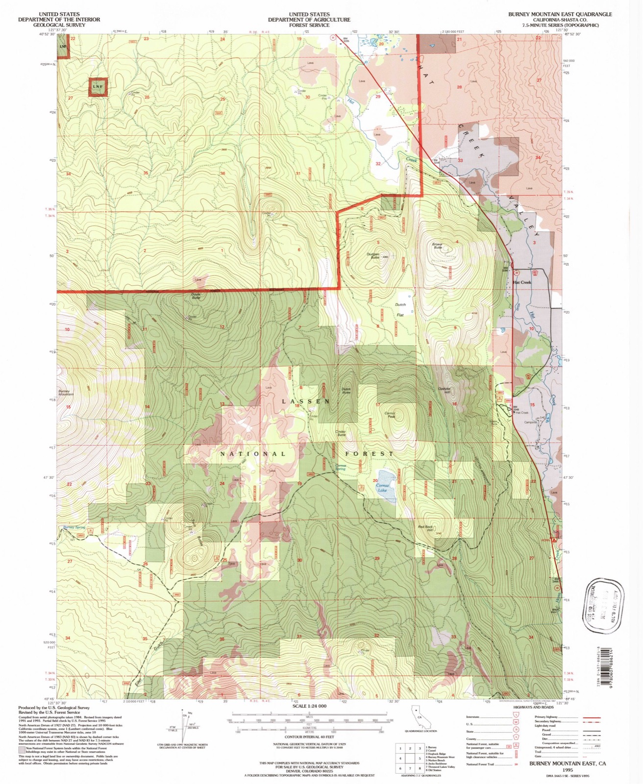 Topographic sheet of Hat Creek, surveyed 1995
