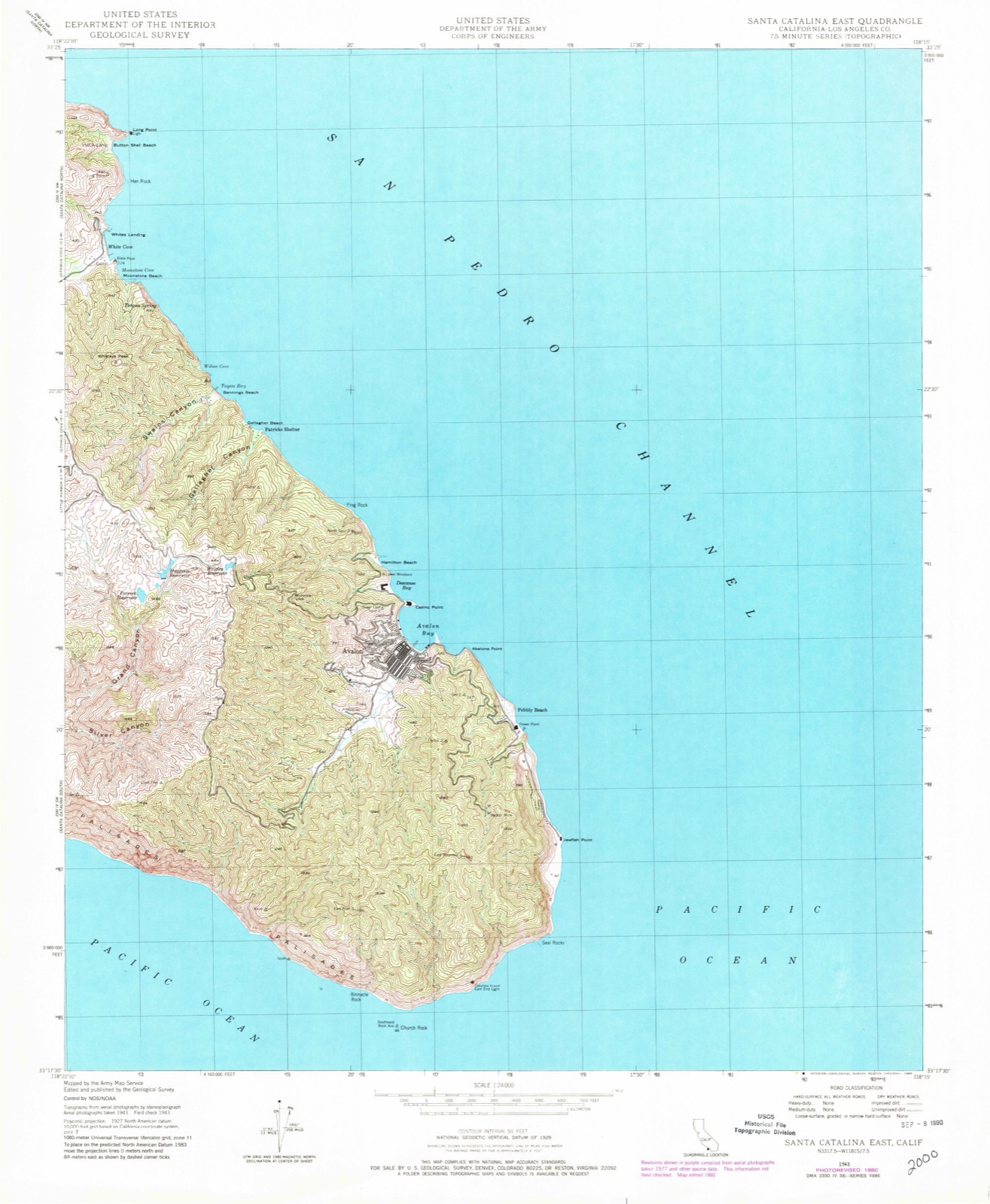 Topographic sheet of Avalon, surveyed 1943