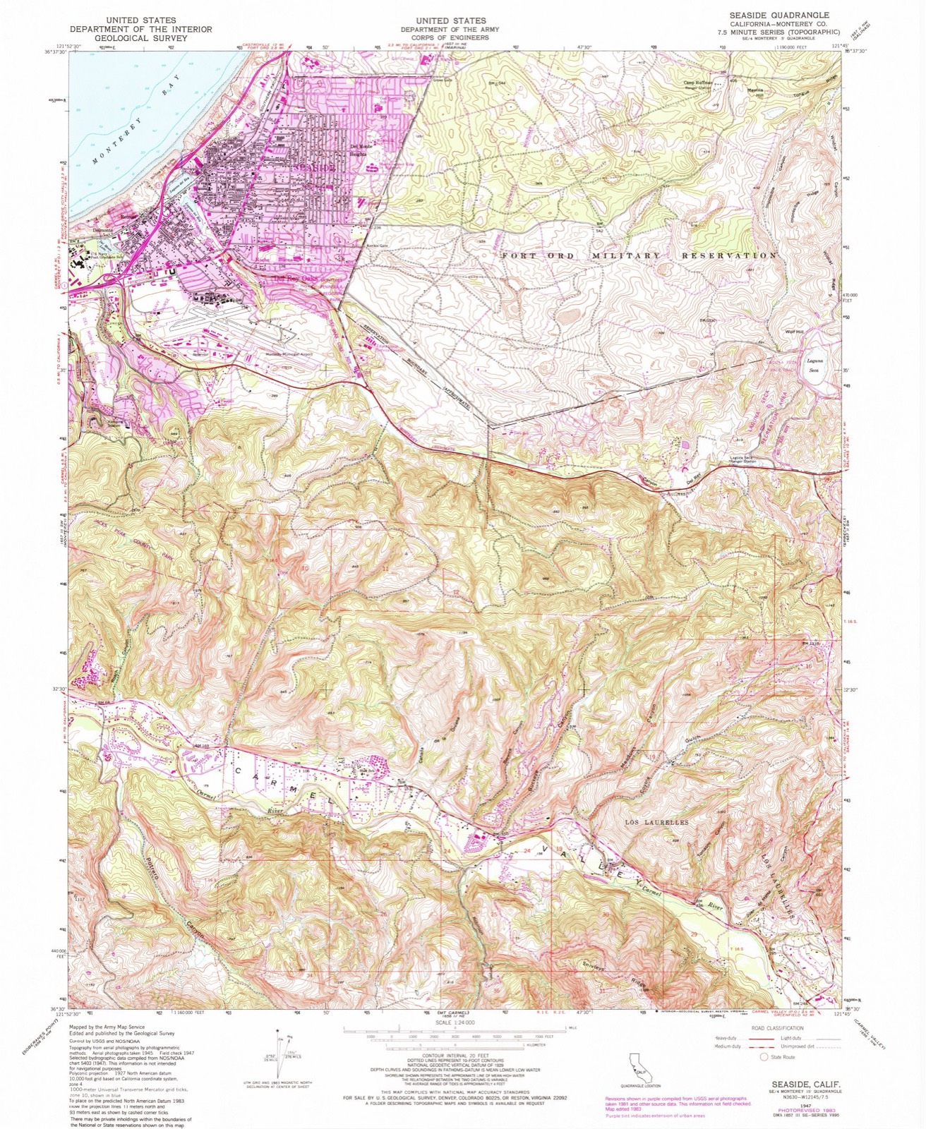 Topographic sheet of Sand City, surveyed 1983