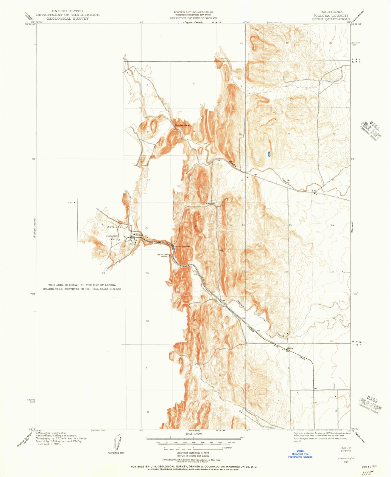 Topographic sheet of Sites, surveyed 1904