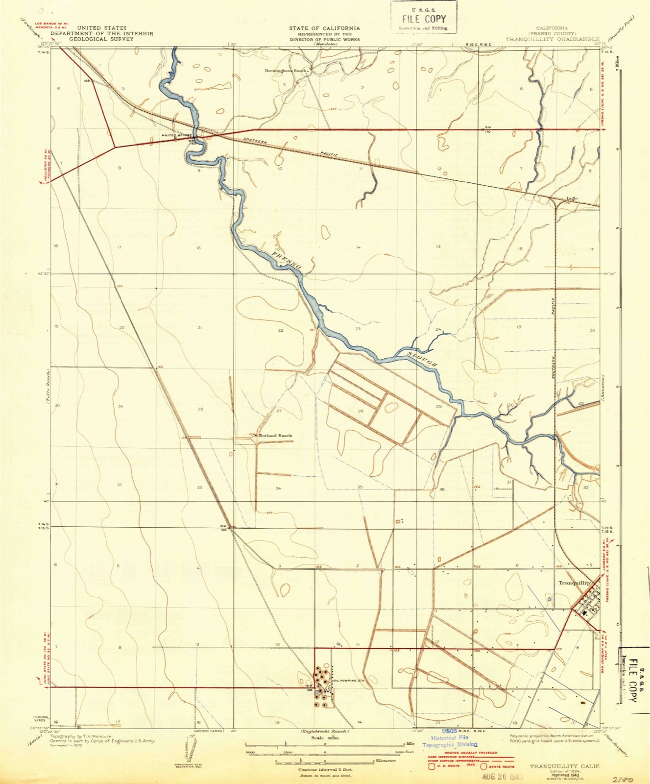 Topographic sheet of Tranquillity, surveyed 1924
