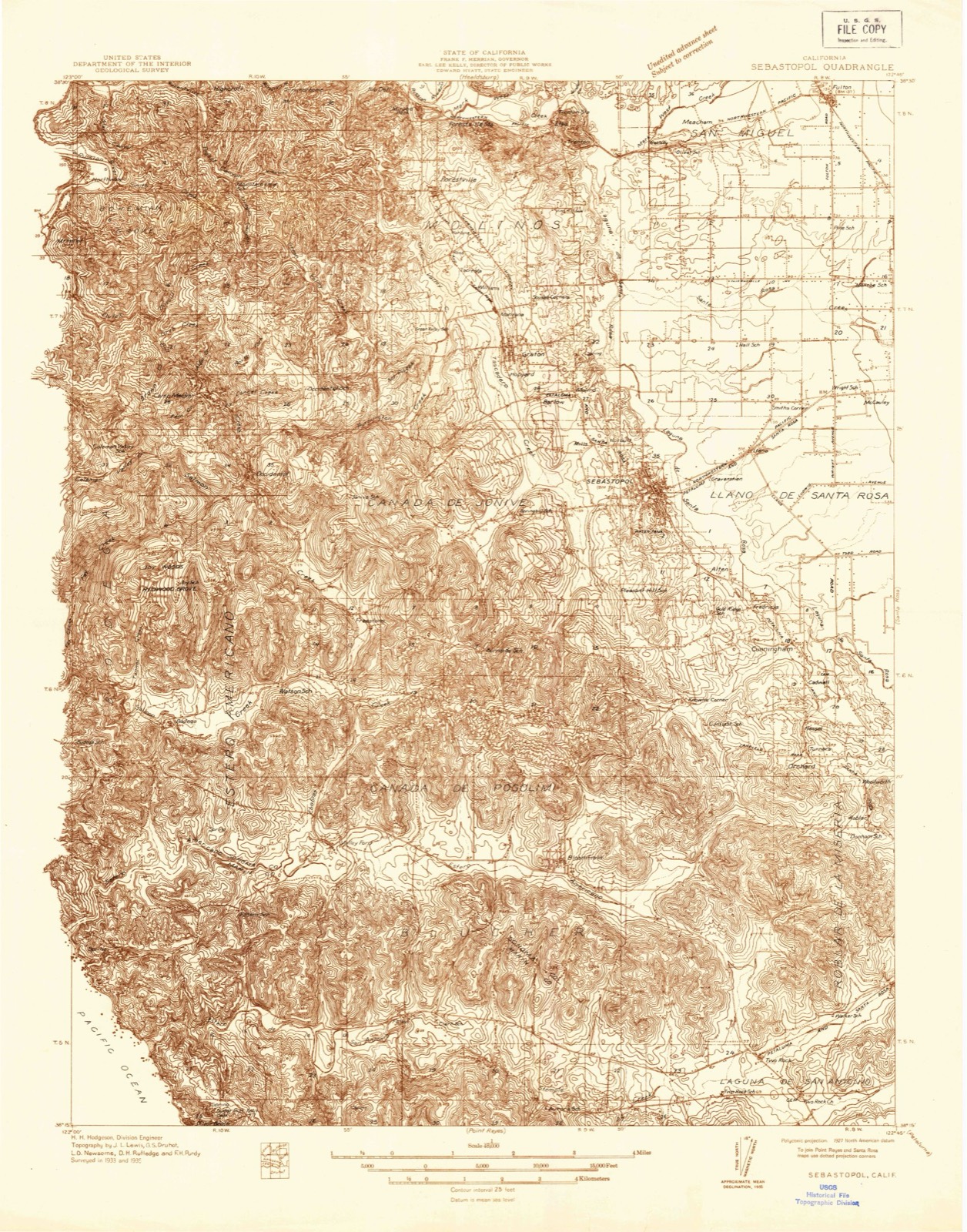 Topographic sheet of Freestone, surveyed 1935