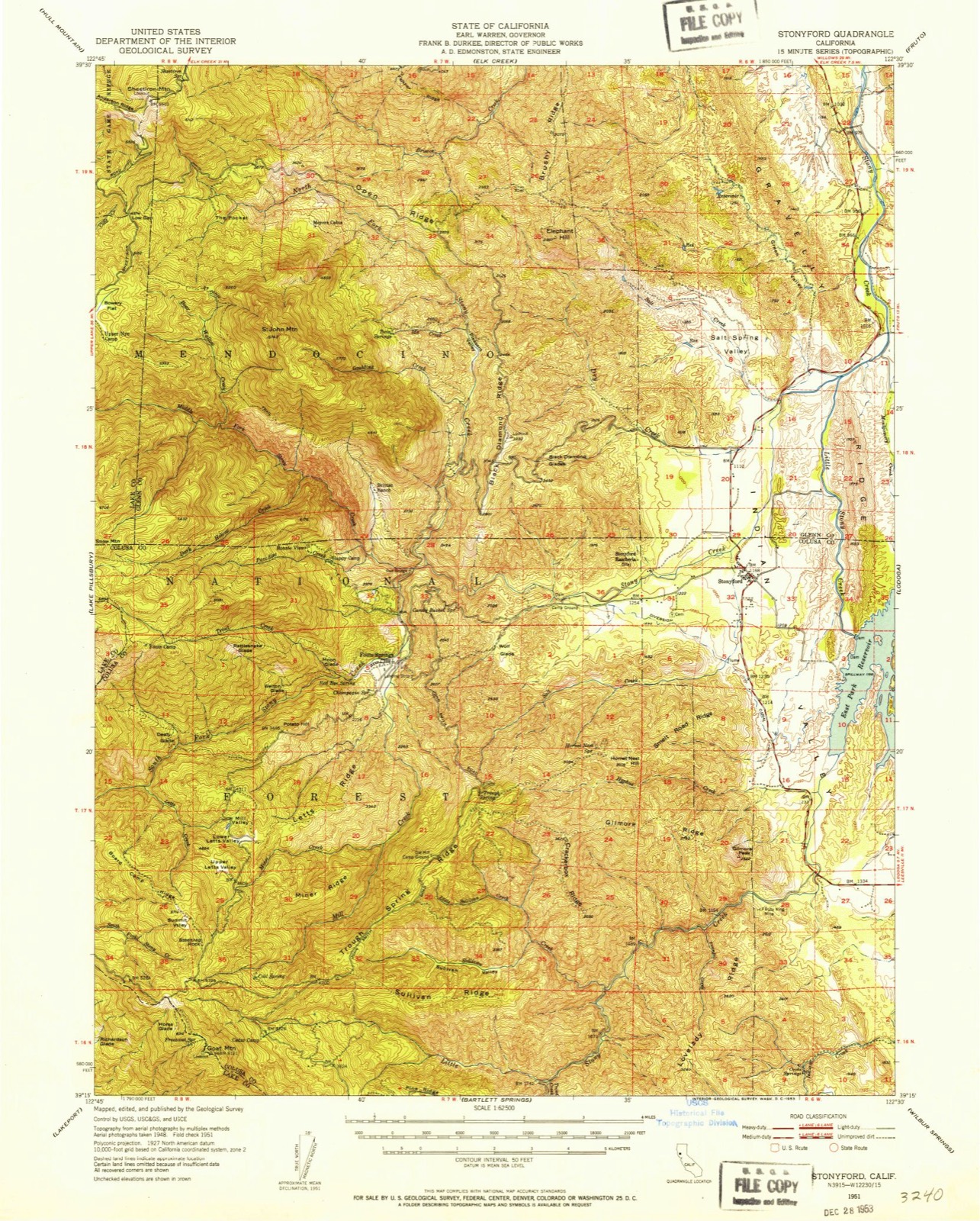 Topographic sheet of Stonyford, surveyed 1951