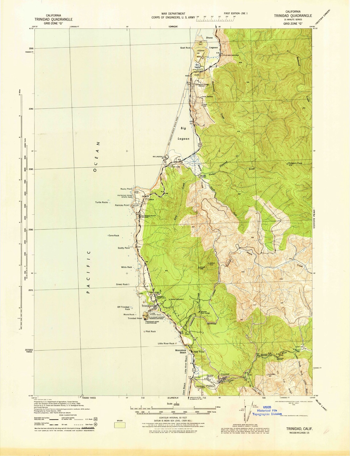 Topographic sheet of Moonstone, surveyed 1945