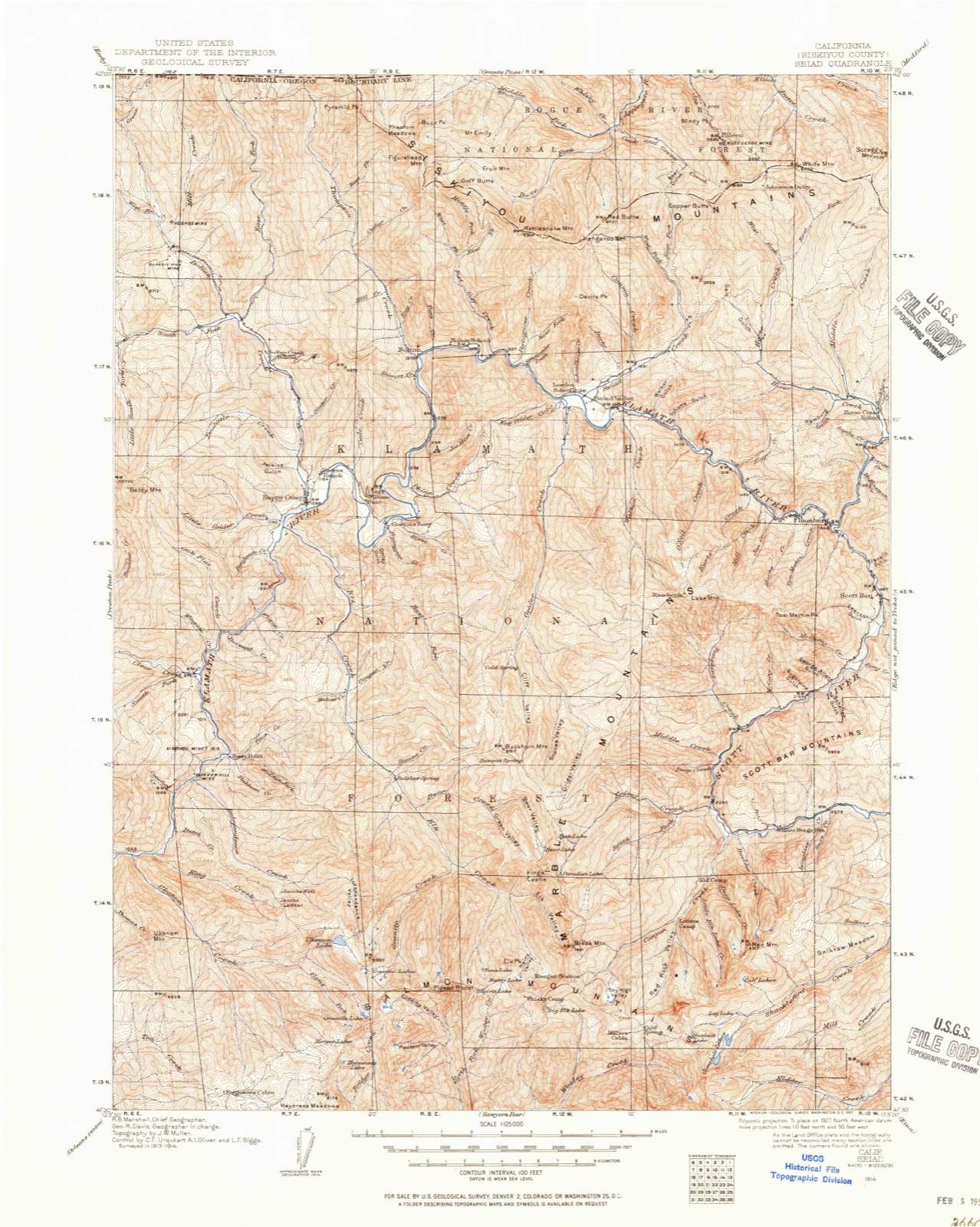 Topographic sheet of Happy Camp, surveyed 1914