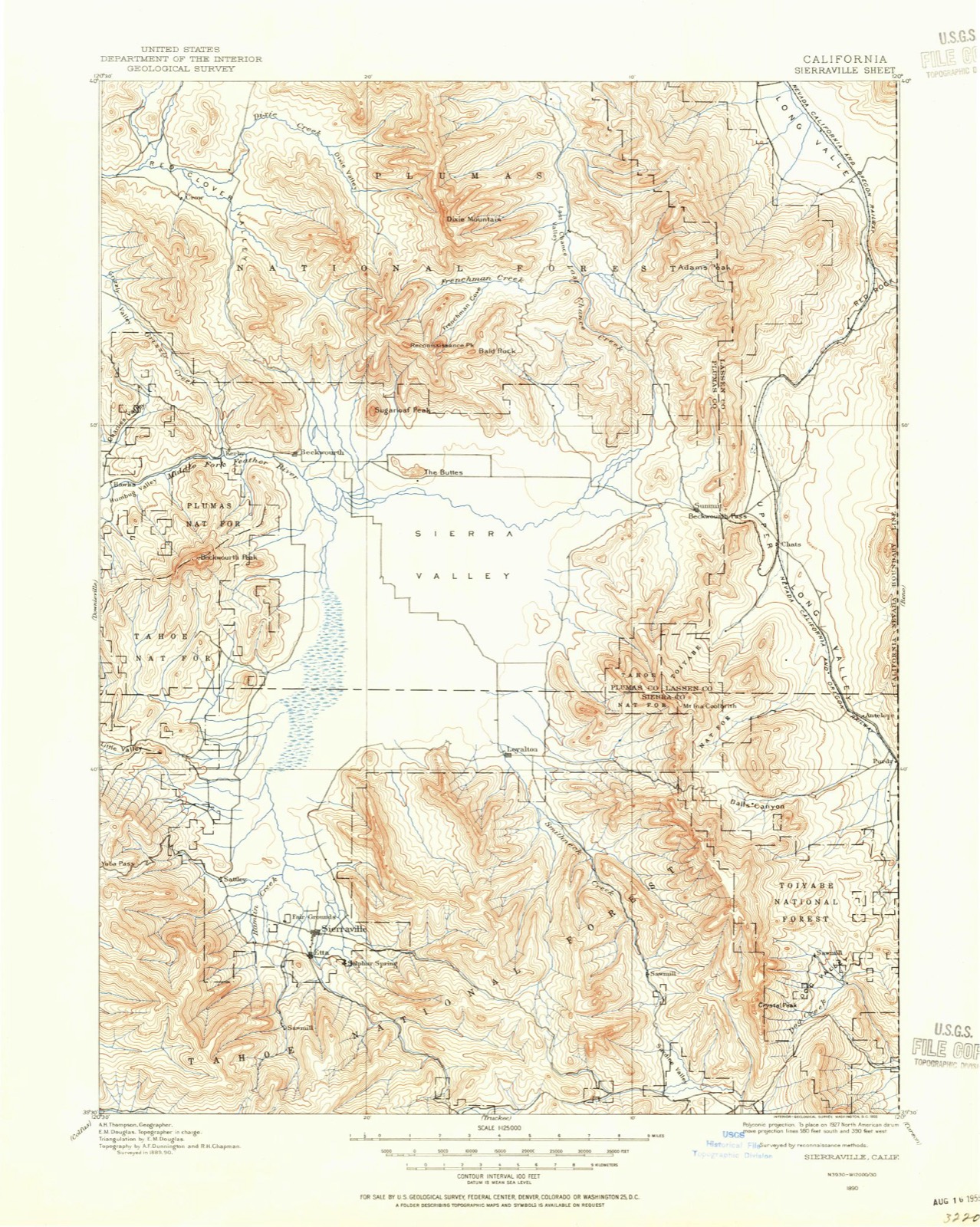 Topographic sheet of Loyalton, surveyed 1890