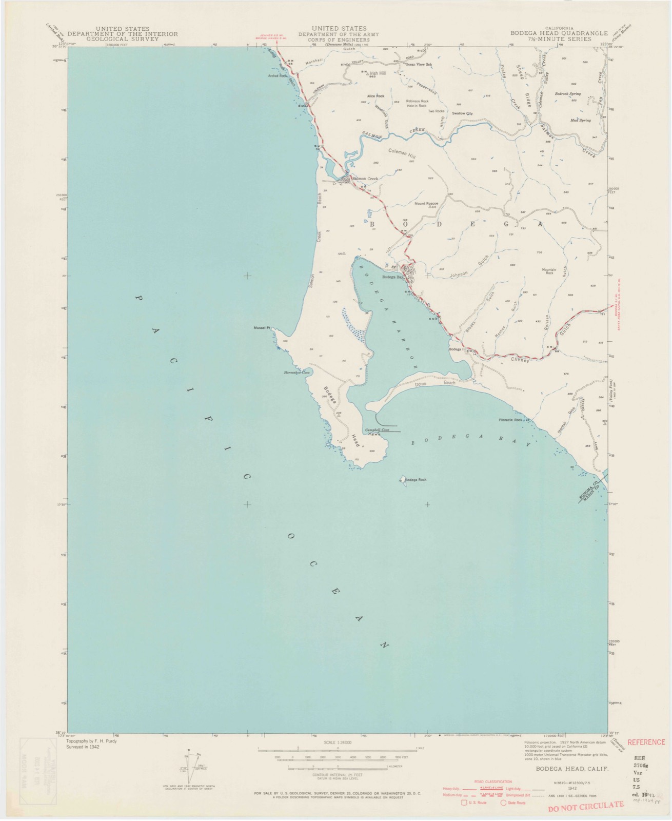 Topographic sheet of Salmon Creek, surveyed 1942