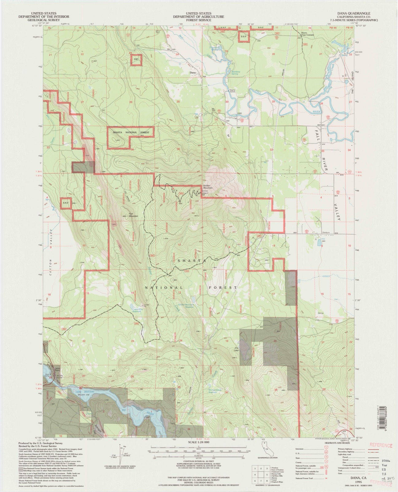 Topographic sheet of Dana, surveyed 1995