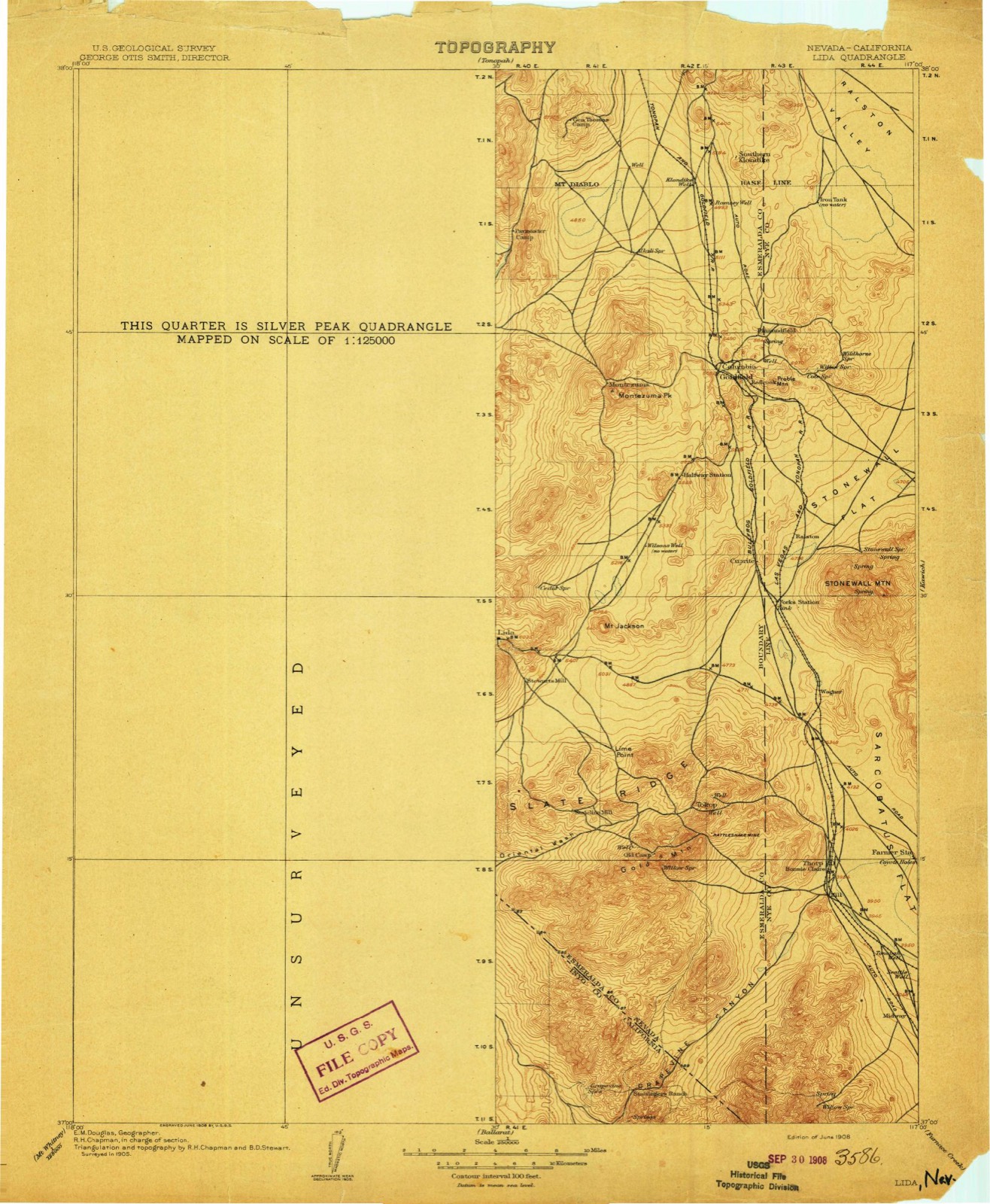 Topographic sheet of Crater, surveyed 1908