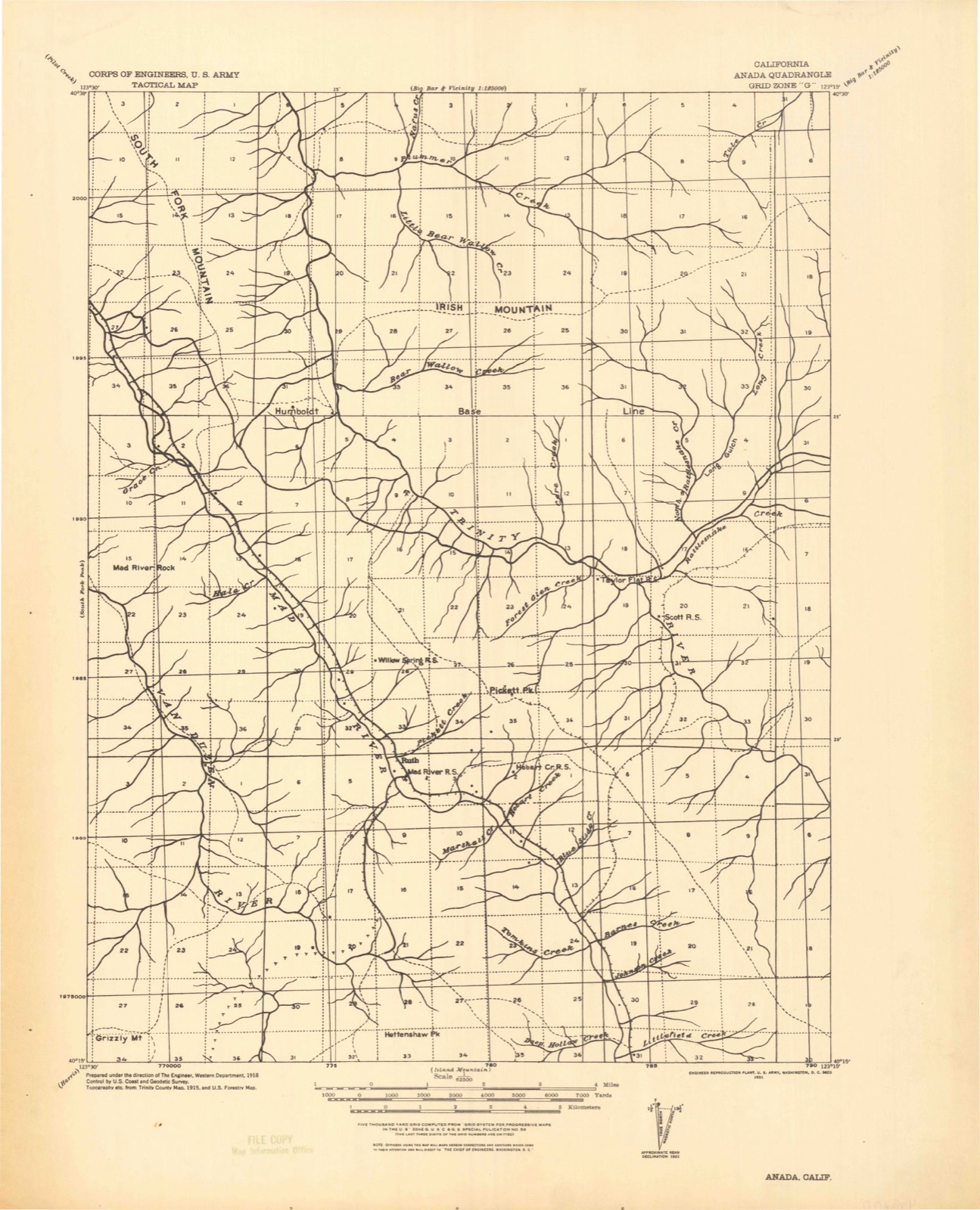 Topographic sheet of Ruth, surveyed 1918