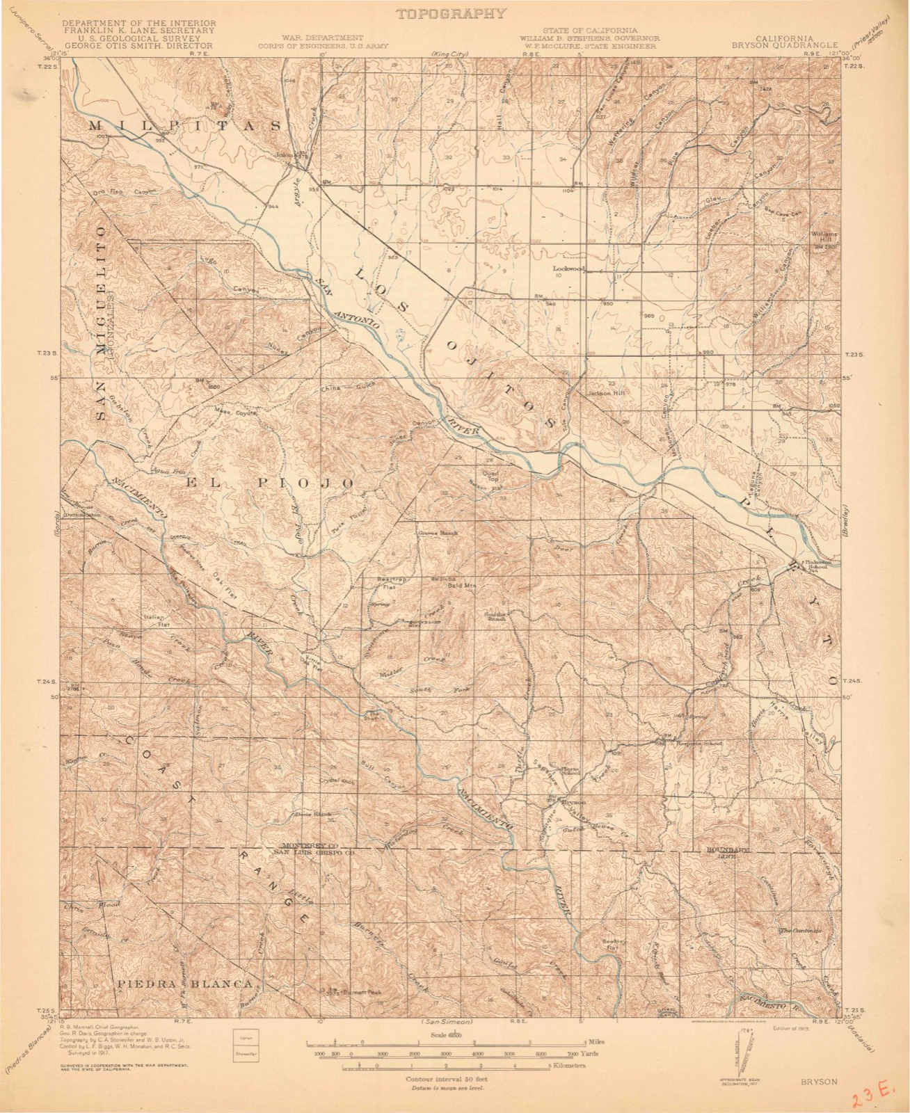 Topographic sheet of Lockwood, surveyed 1919