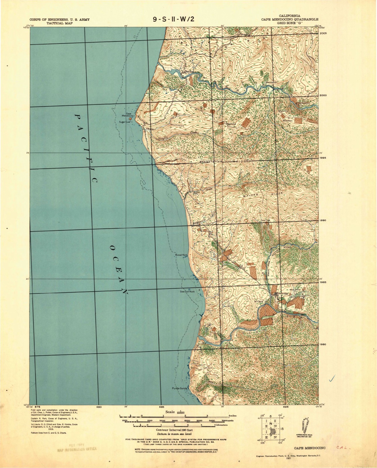Topographic sheet of Capetown, surveyed 1921