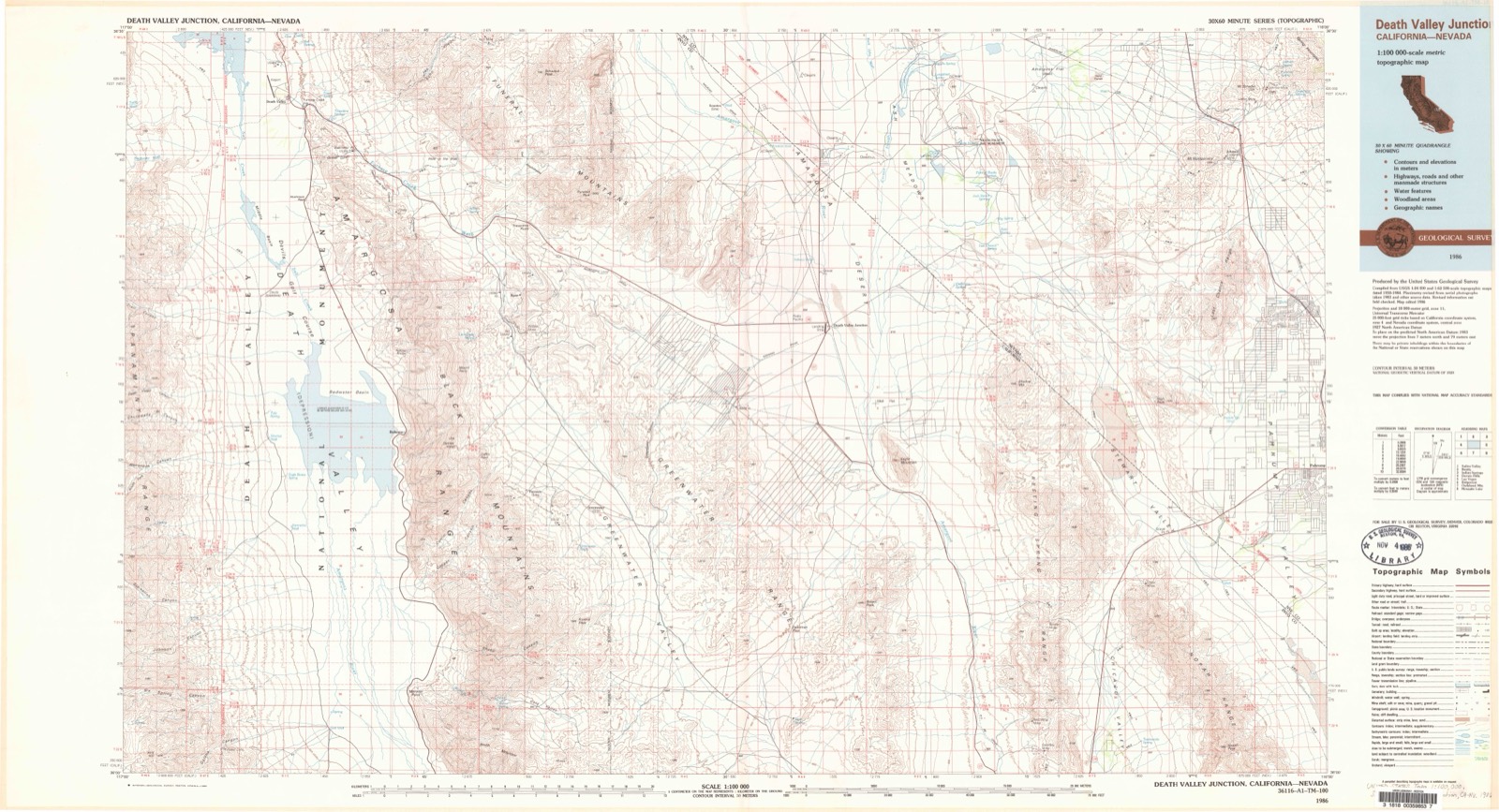 Topographic sheet of Badwater, surveyed 1986