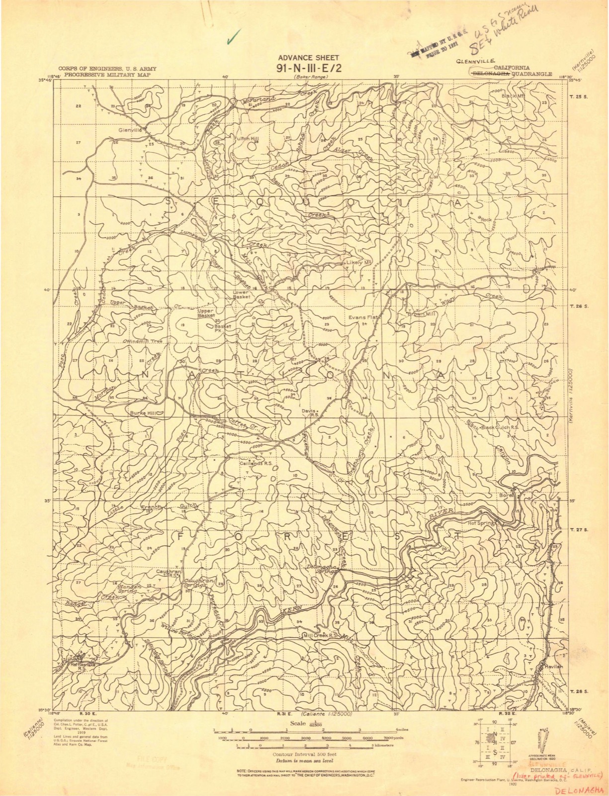 Topographic sheet of Glennville, surveyed 1920