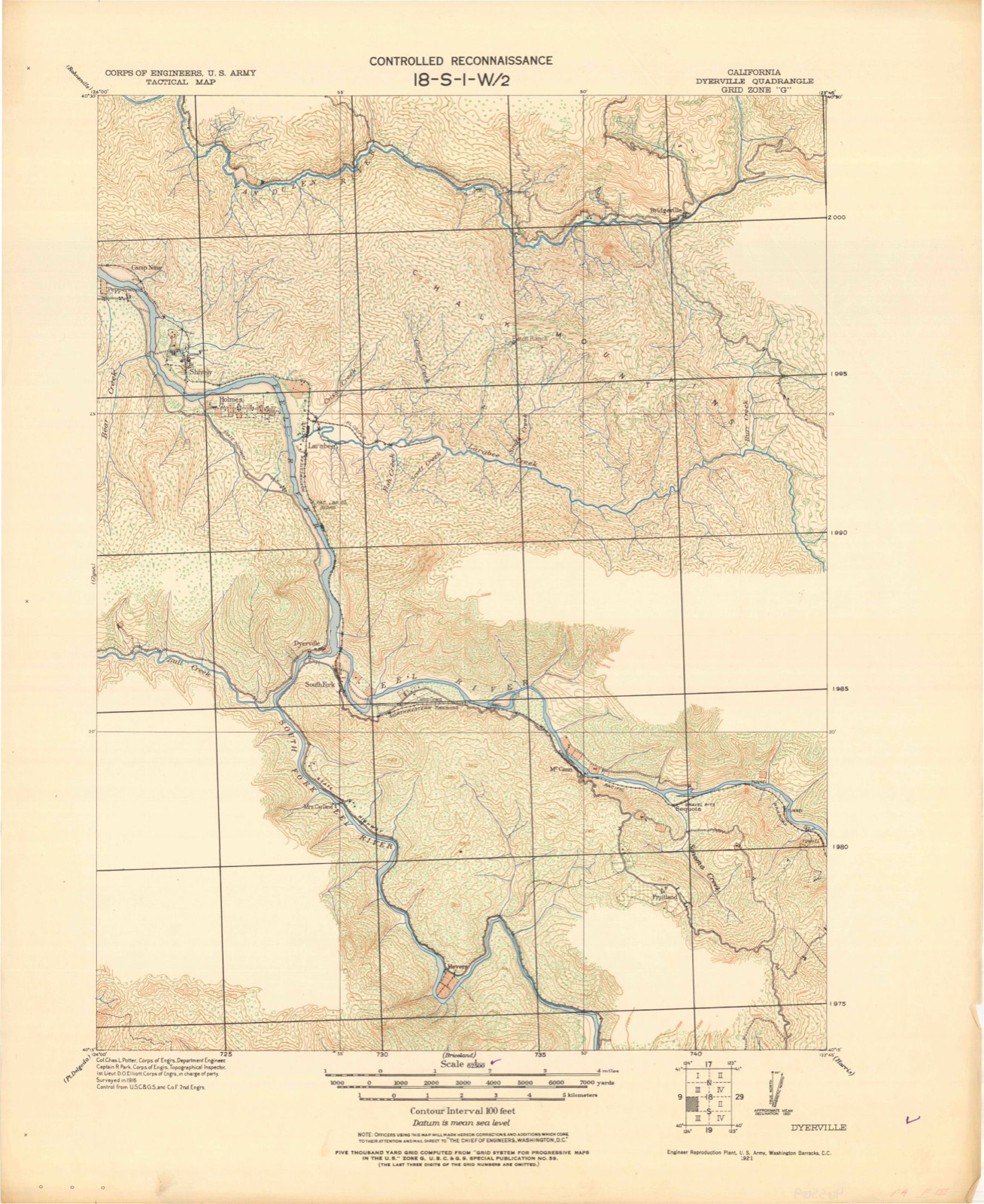 Topographic sheet of Redcrest, surveyed 1921