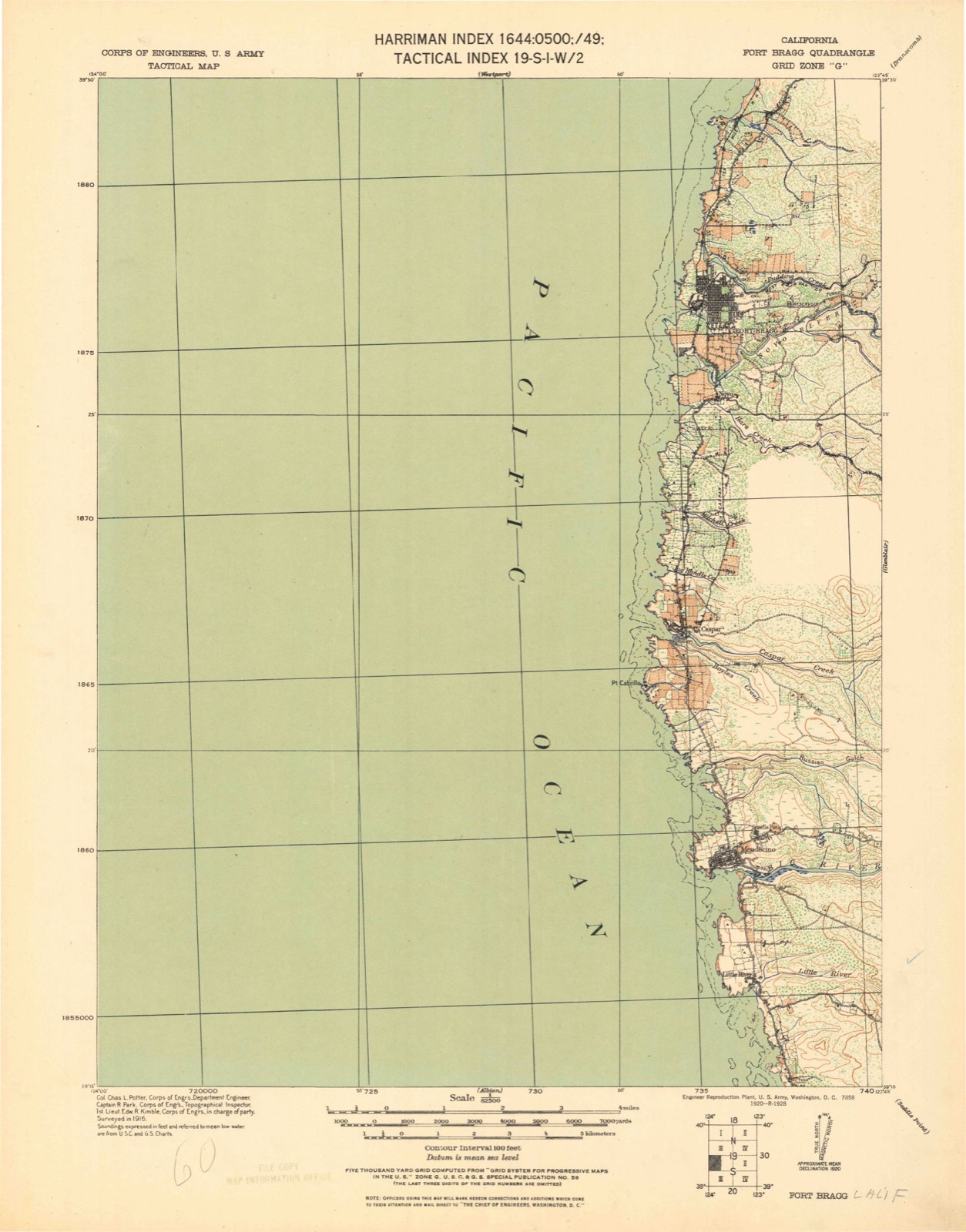 Topographic sheet of Mendocino, surveyed 1920