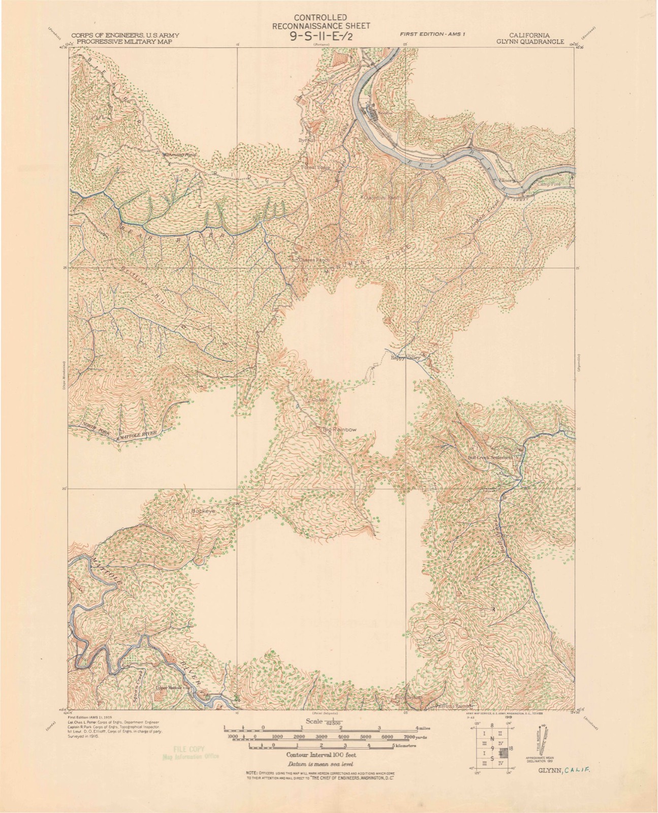 Topographic sheet of Rio Dell, surveyed 1919